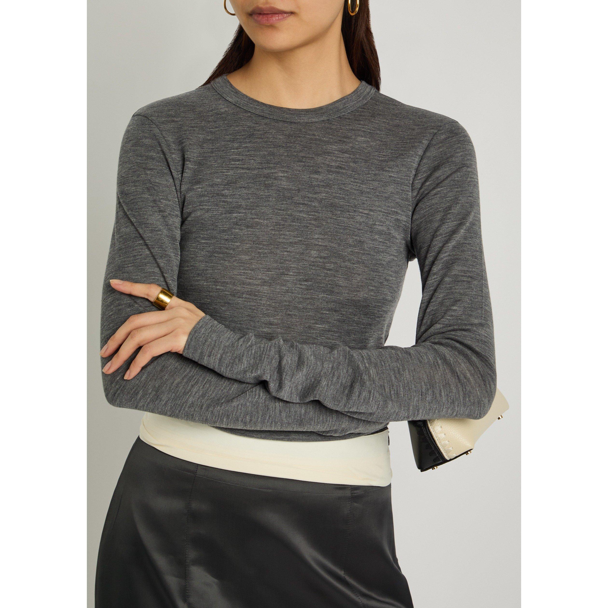 GREY - Rohe - Women's Merino Wool Crew-Neck Slim-Fit Long-Sleeve T-Shirt - 4