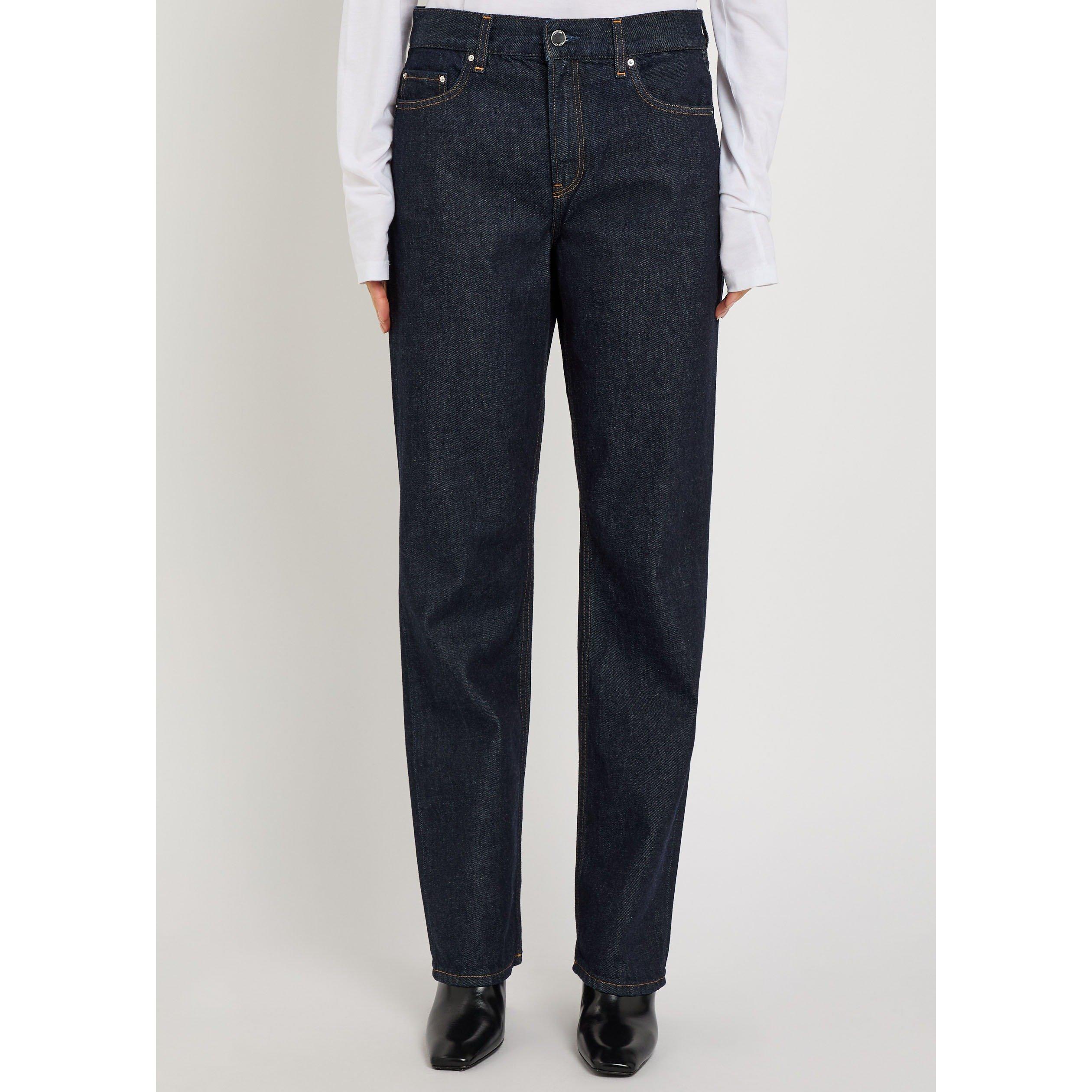 DARK BLUE - Toteme - Women's Low-Rise Cotton Straight Leg Jeans - 2