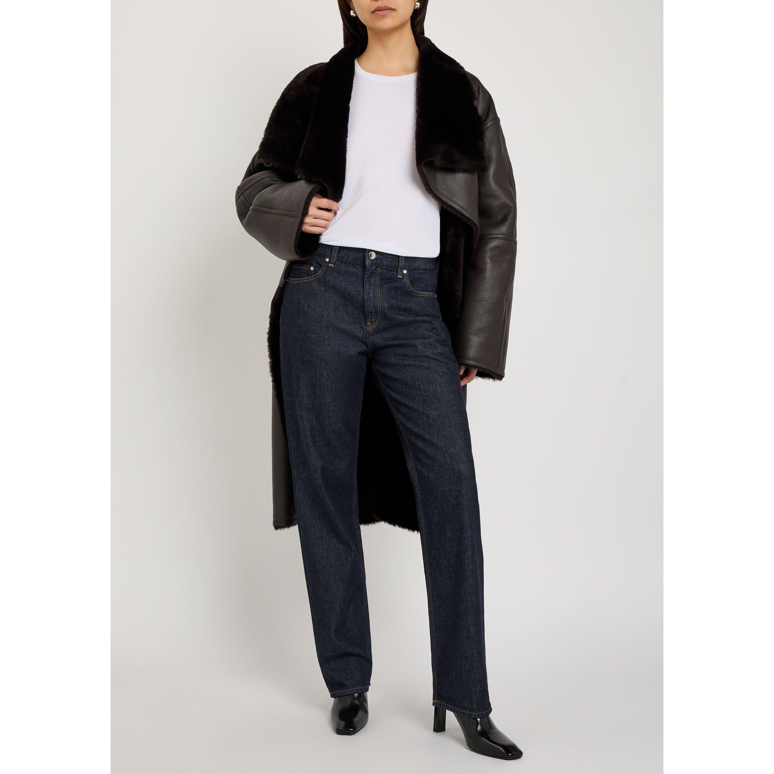 DARK BLUE - Toteme - Women's Low-Rise Cotton Straight Leg Jeans - 5