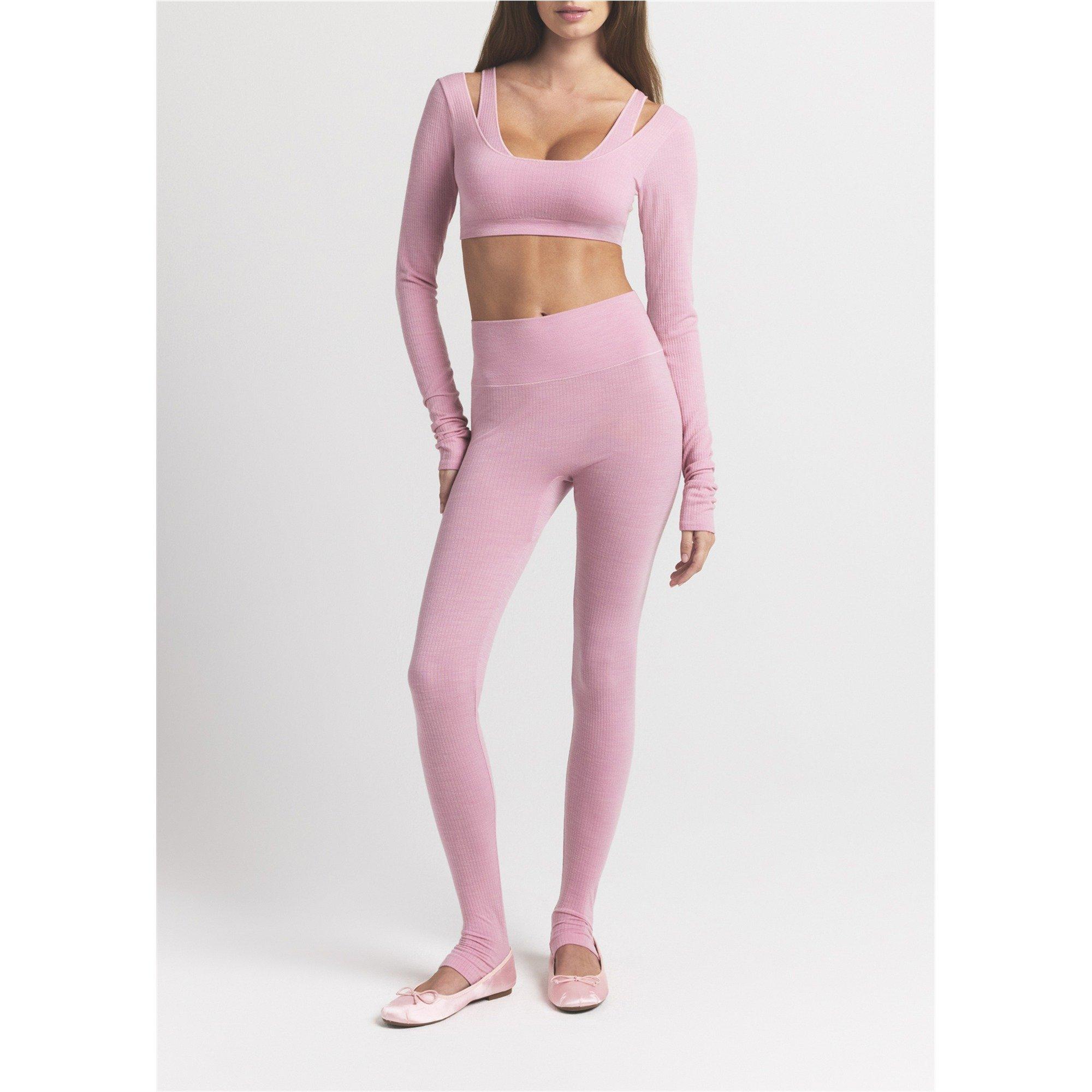 PINK - SKIMS - Women's Wool Long-Sleeve Slim-Fit Cropped T-Shirt - 4