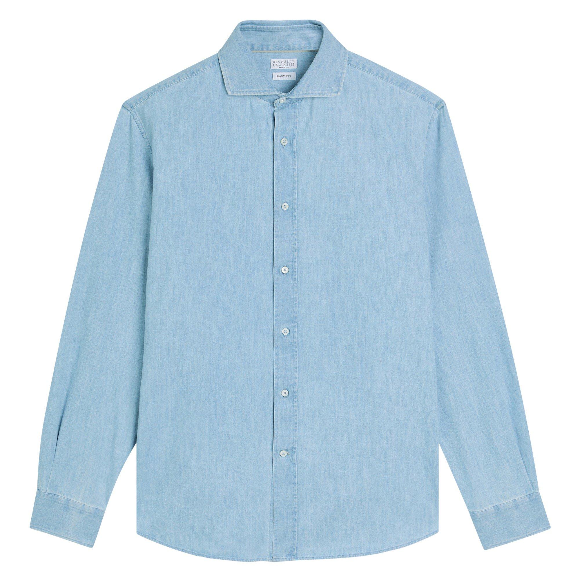 DENIM - Brunello Cucinelli - Men's Cotton Long-Sleeve Denim Shirt - 1