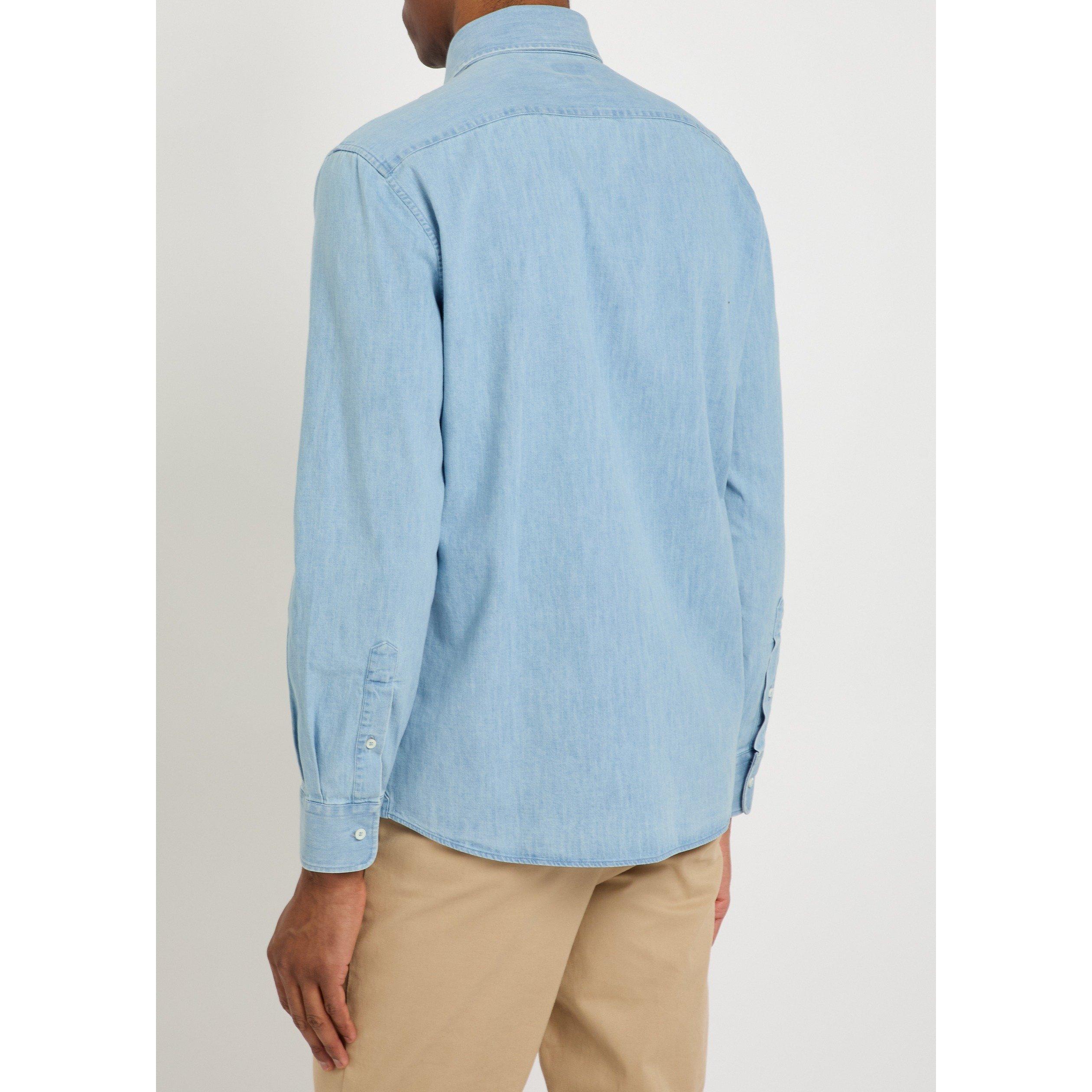DENIM - Brunello Cucinelli - Men's Cotton Long-Sleeve Denim Shirt - 3