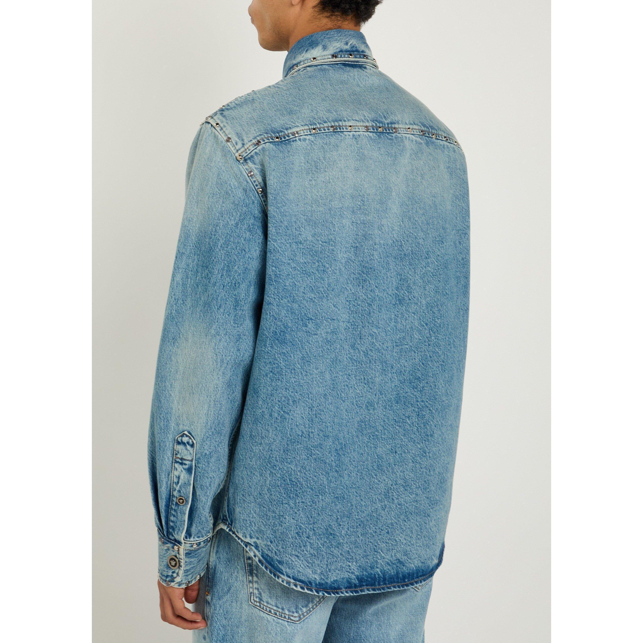 LIGHT BLUE - Versace - VER DENIM STUDS SHIRT - 3