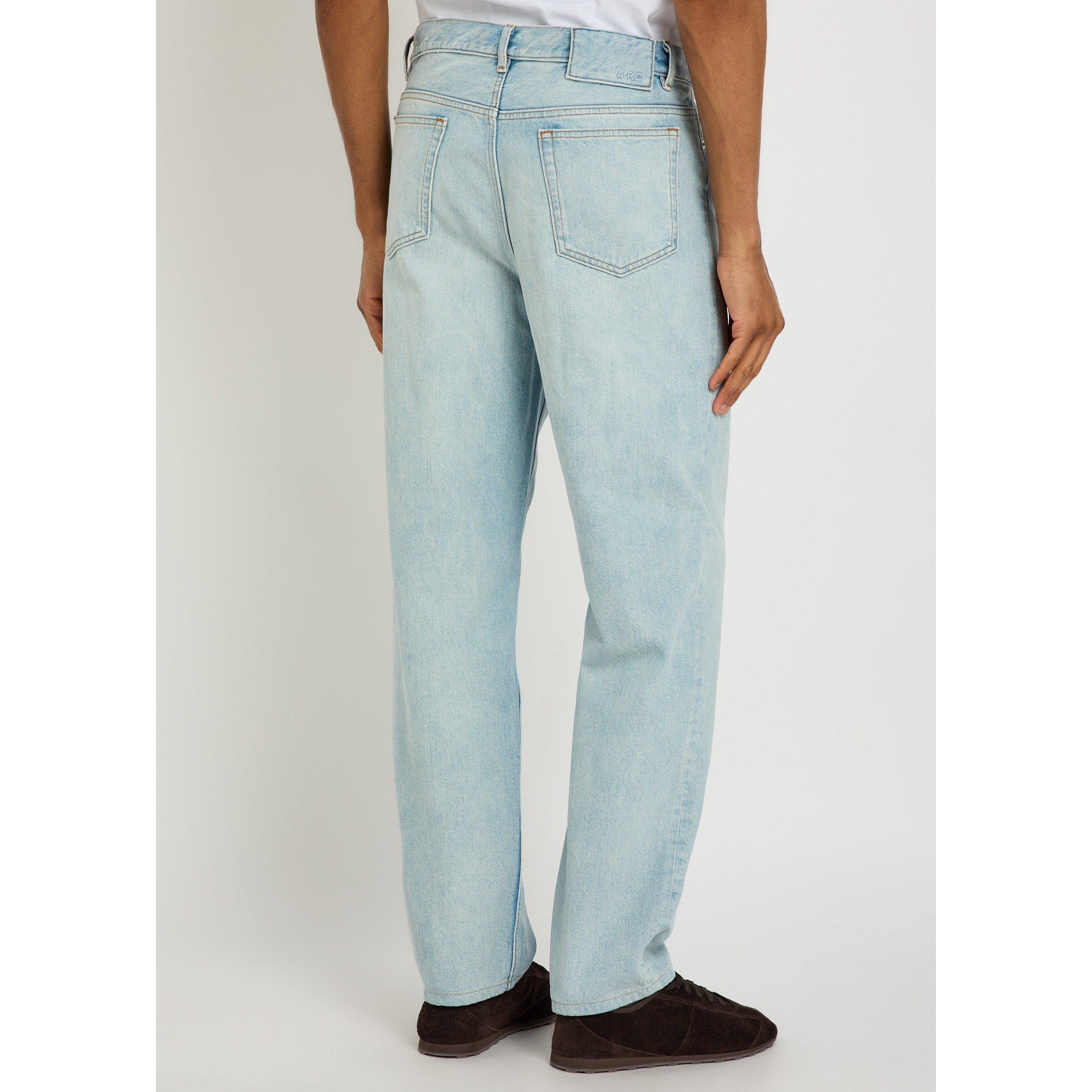 LIGHT BLUE - APC - Men's Cotton Distressed Straight Leg Jeans - 3