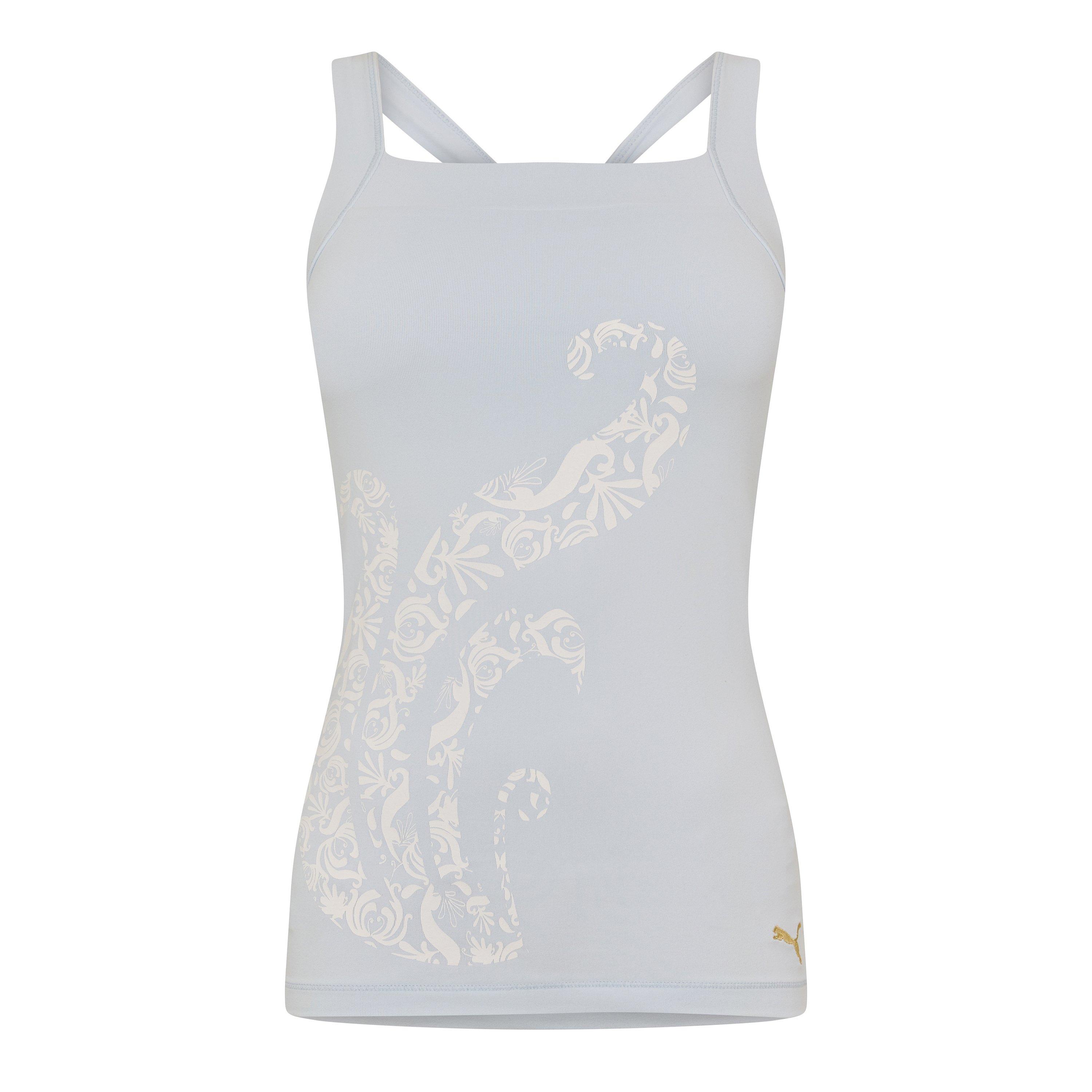 Puma Women's Shala Printed Top (Vest) - White/Blue - 12 (M)