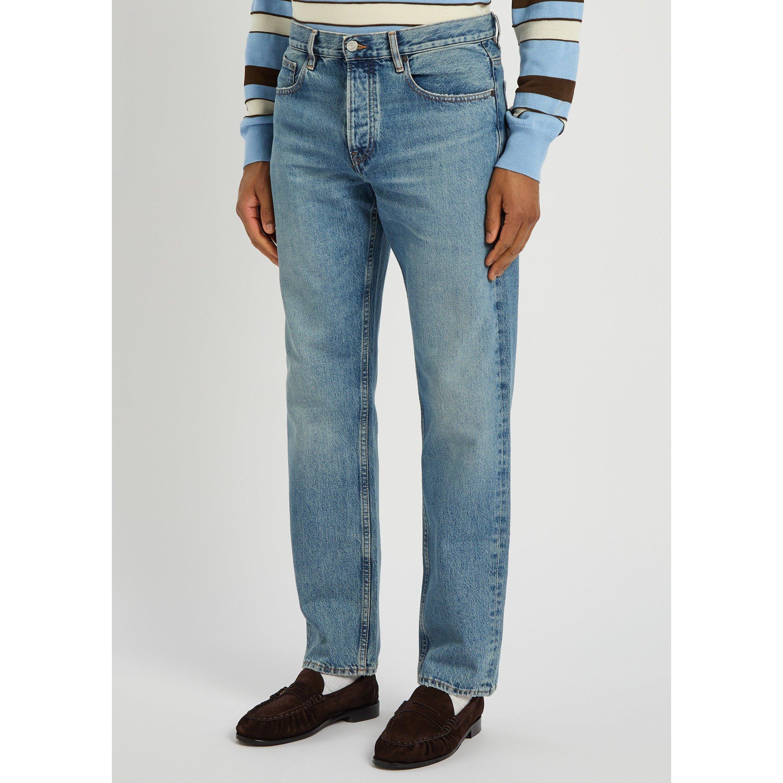 LIGHT BLUE - Frame - Men's Distressed Cotton Straight Leg Jeans - 2