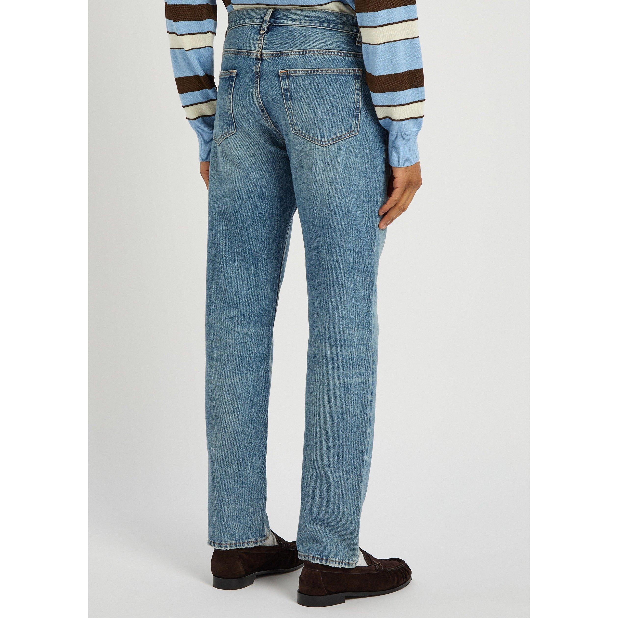 LIGHT BLUE - Frame - Men's Distressed Cotton Straight Leg Jeans - 3