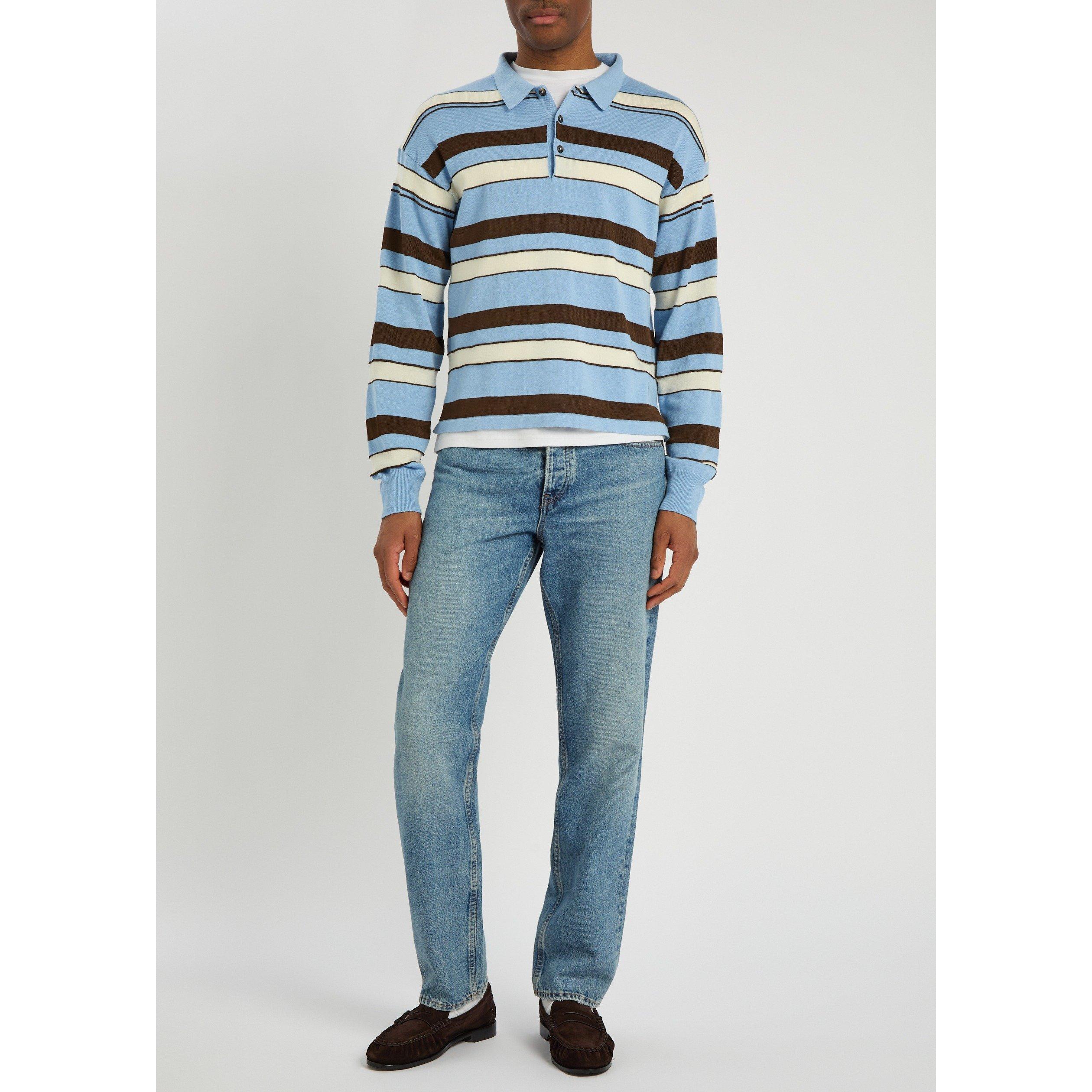 LIGHT BLUE - Frame - Men's Distressed Cotton Straight Leg Jeans - 5