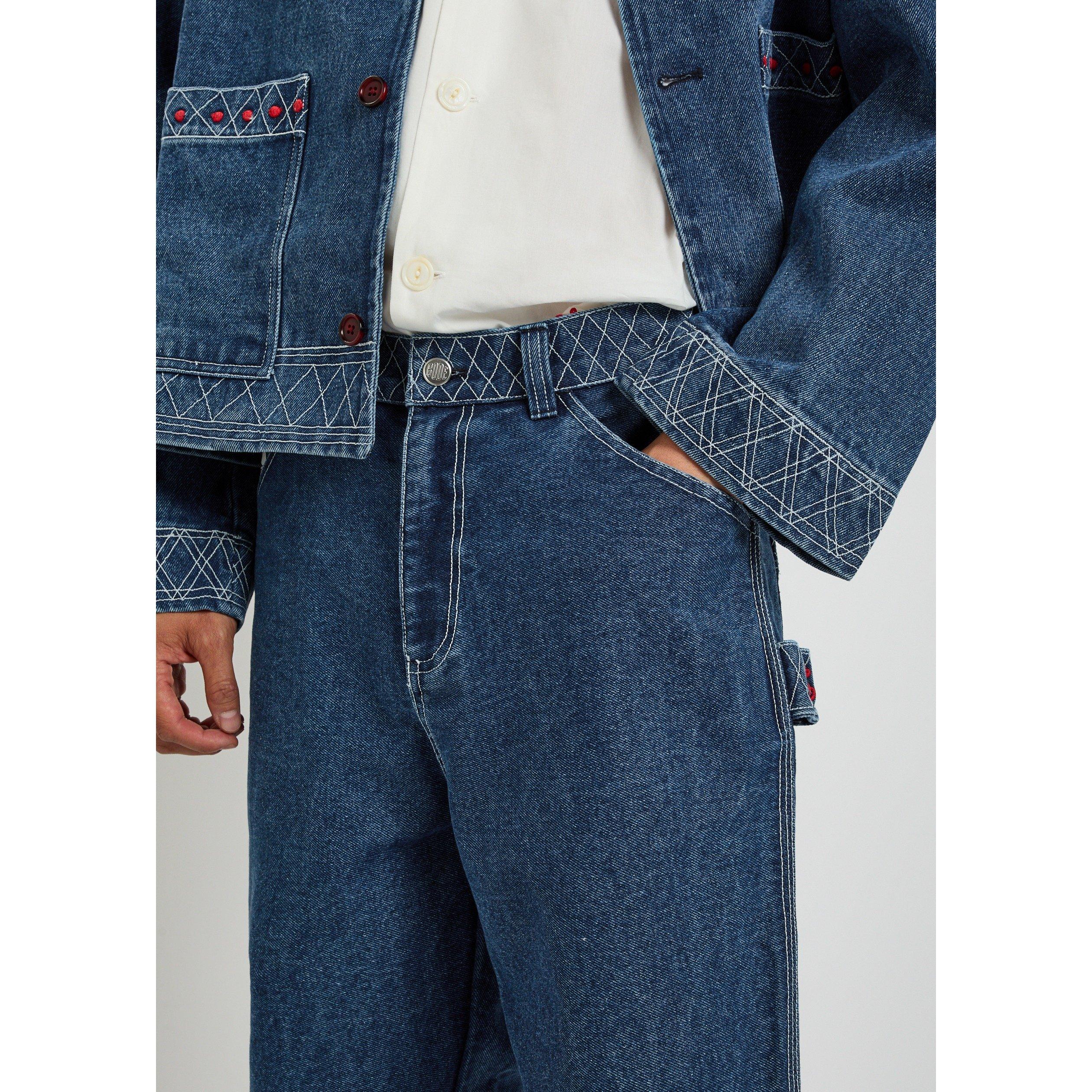 INDIGO - Bode - BODE DENIM EMBROIDERED KNOLLY - 4