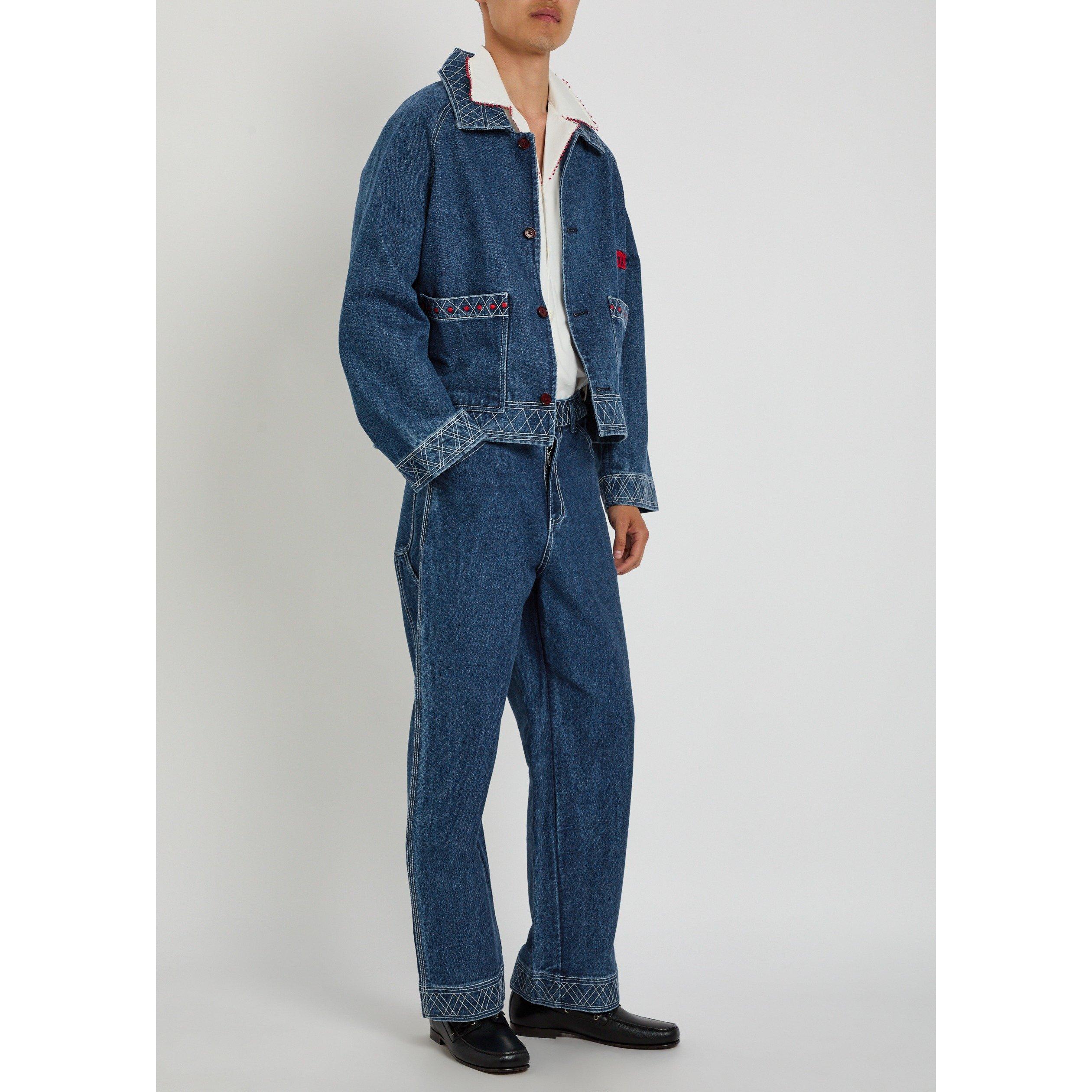 INDIGO - Bode - BODE DENIM EMBROIDERED KNOLLY - 5