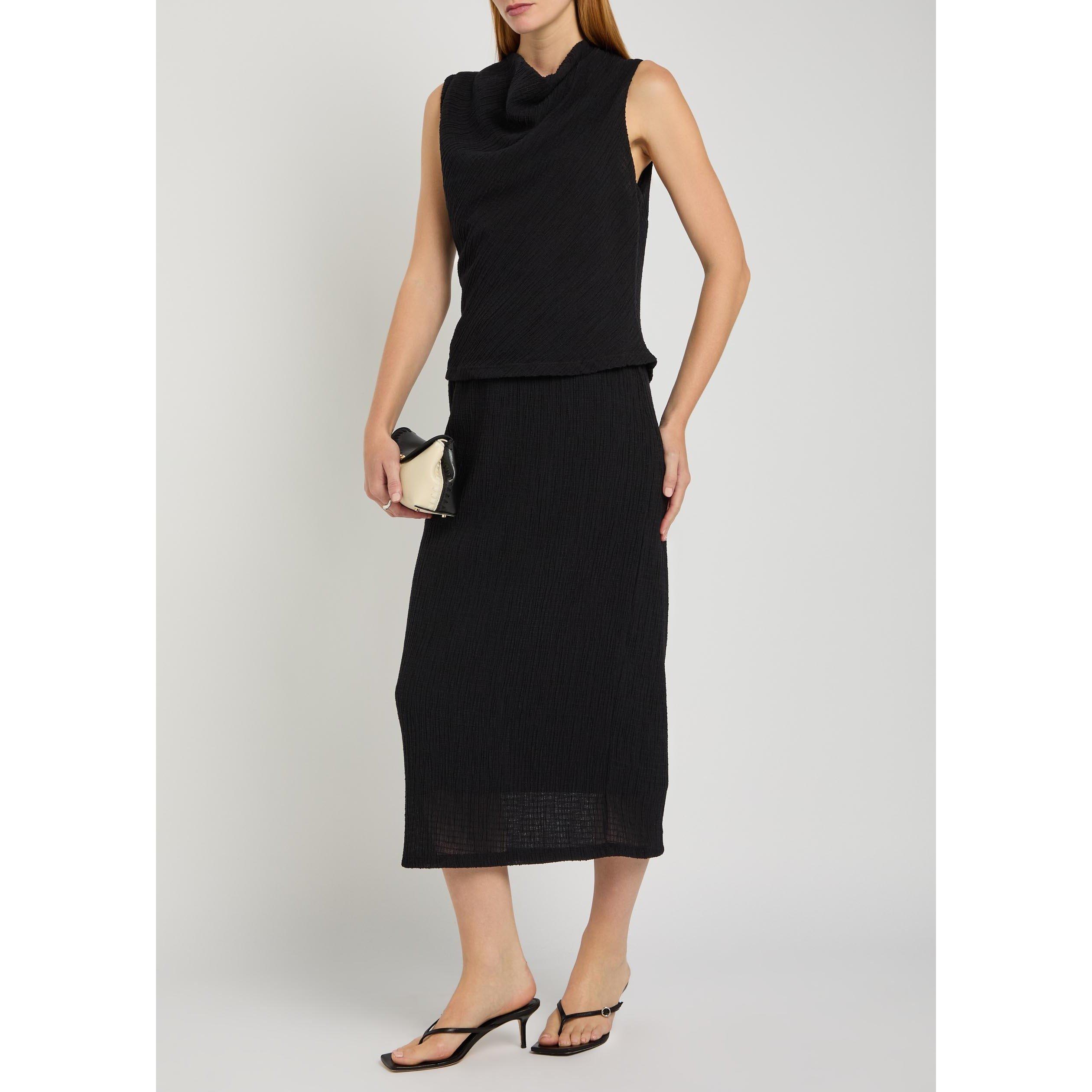 BLACK - Vince - Women's Shadow Grid Cowl Neck Slim-Fit Tank Top - 5