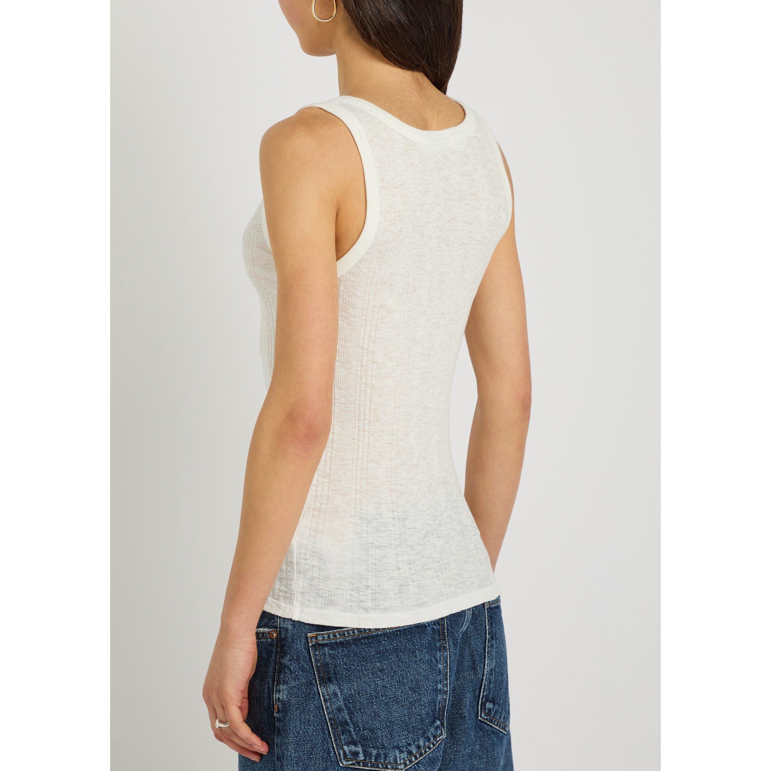 WHITE - MOTHER - Women's Variegated Rib Cotton Slim-Fit Tank Top - 3