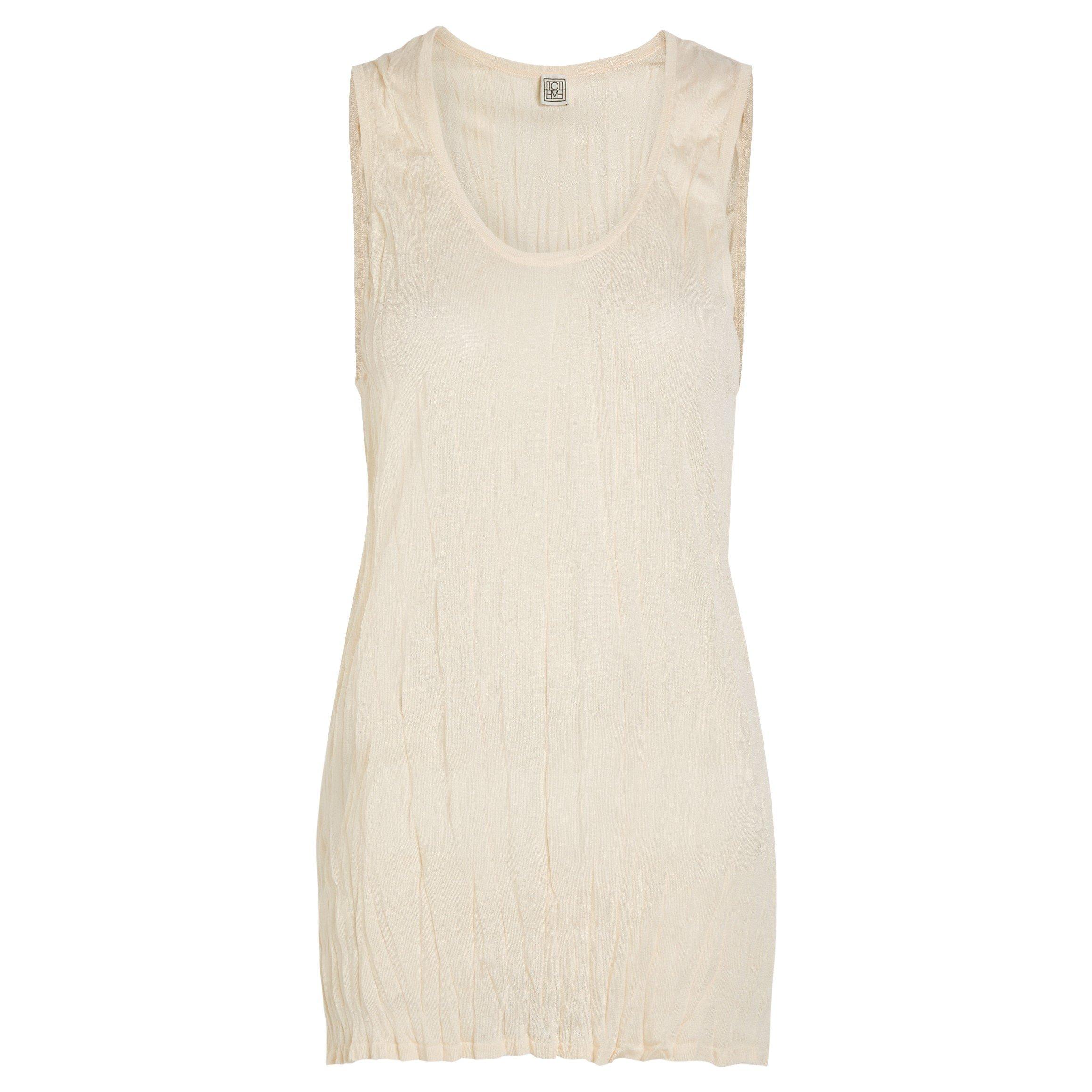 PEACH - Toteme - Women's Crinkled Viscose Racer-Back Vest - 1