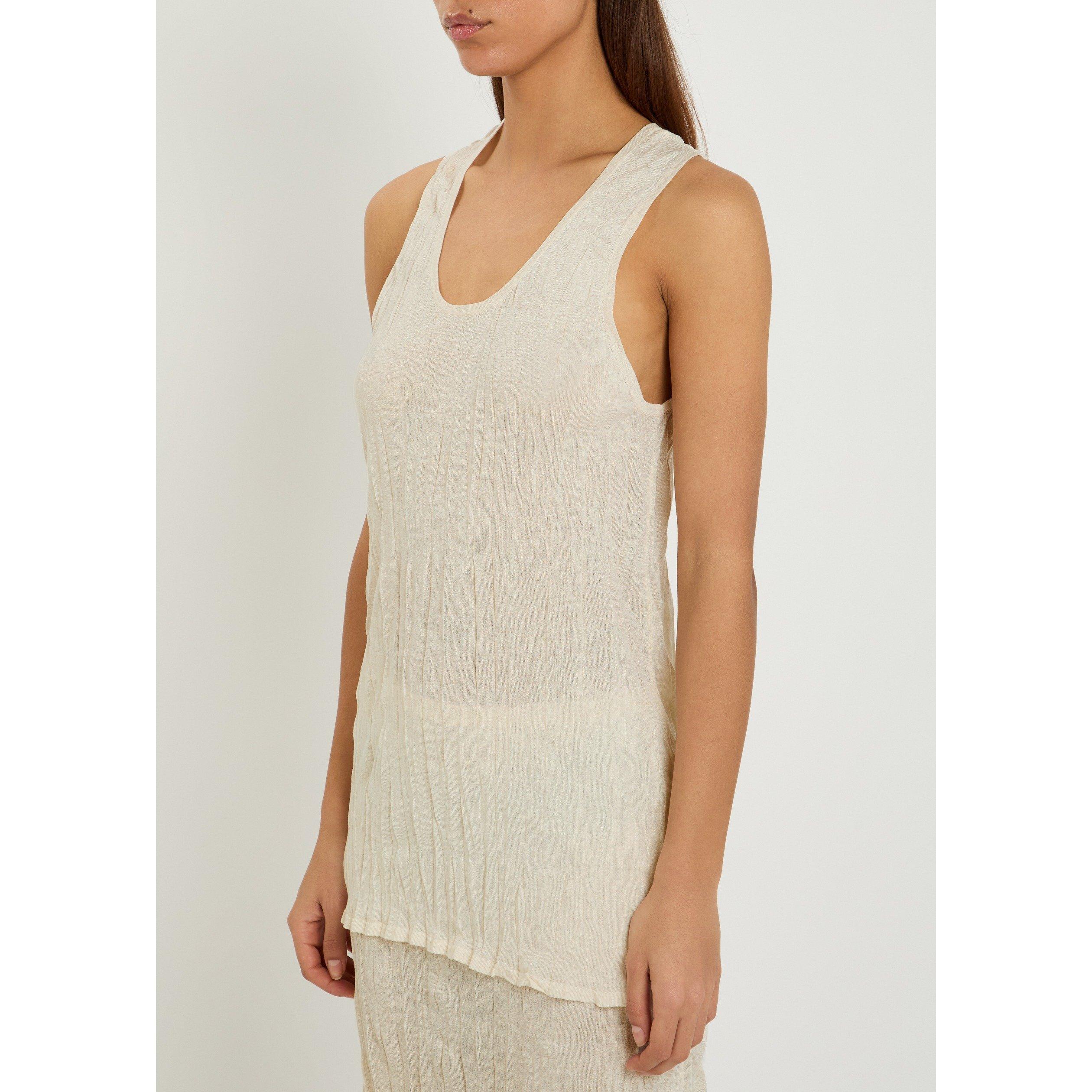 PEACH - Toteme - Women's Crinkled Viscose Racer-Back Vest - 2