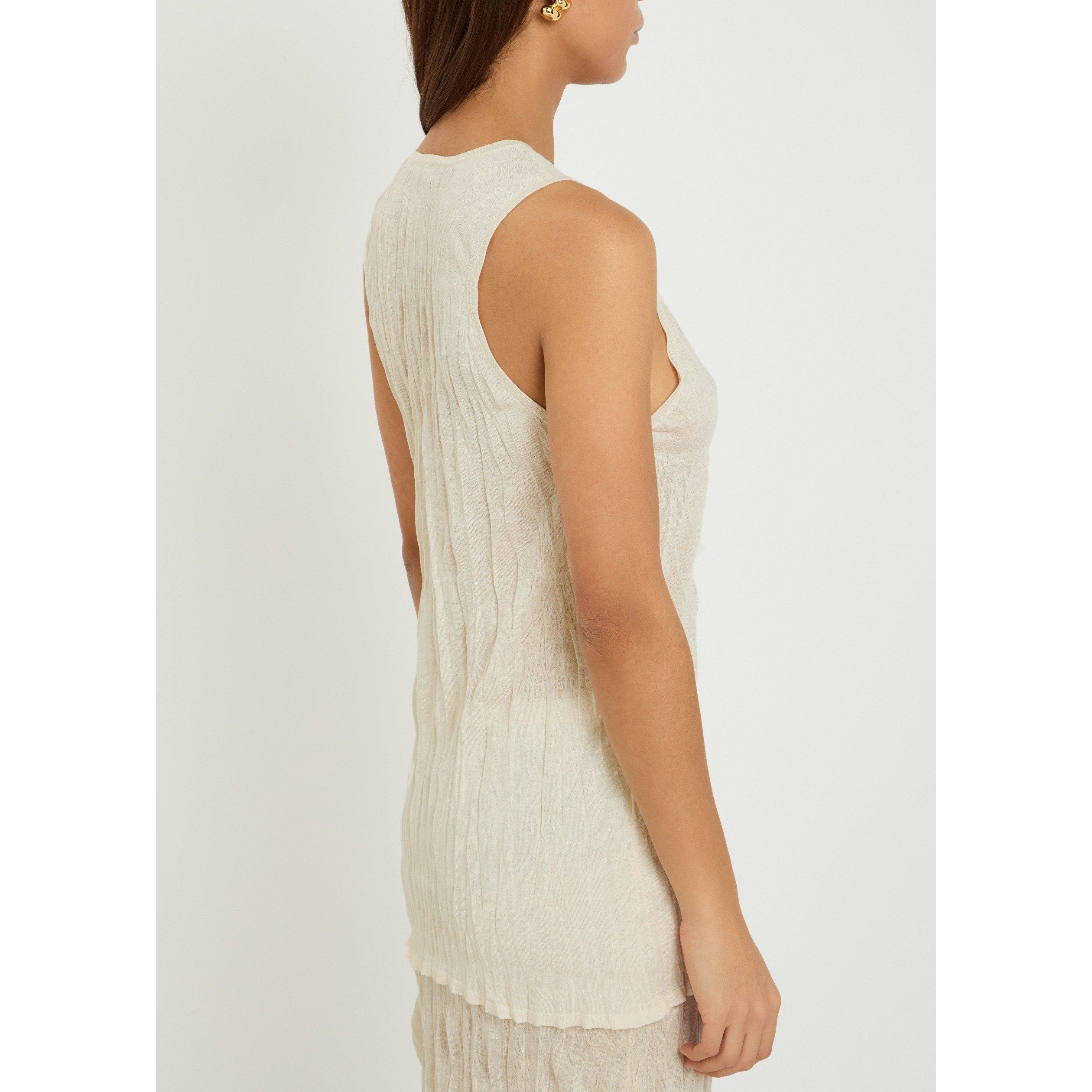 PEACH - Toteme - Women's Crinkled Viscose Racer-Back Vest - 3