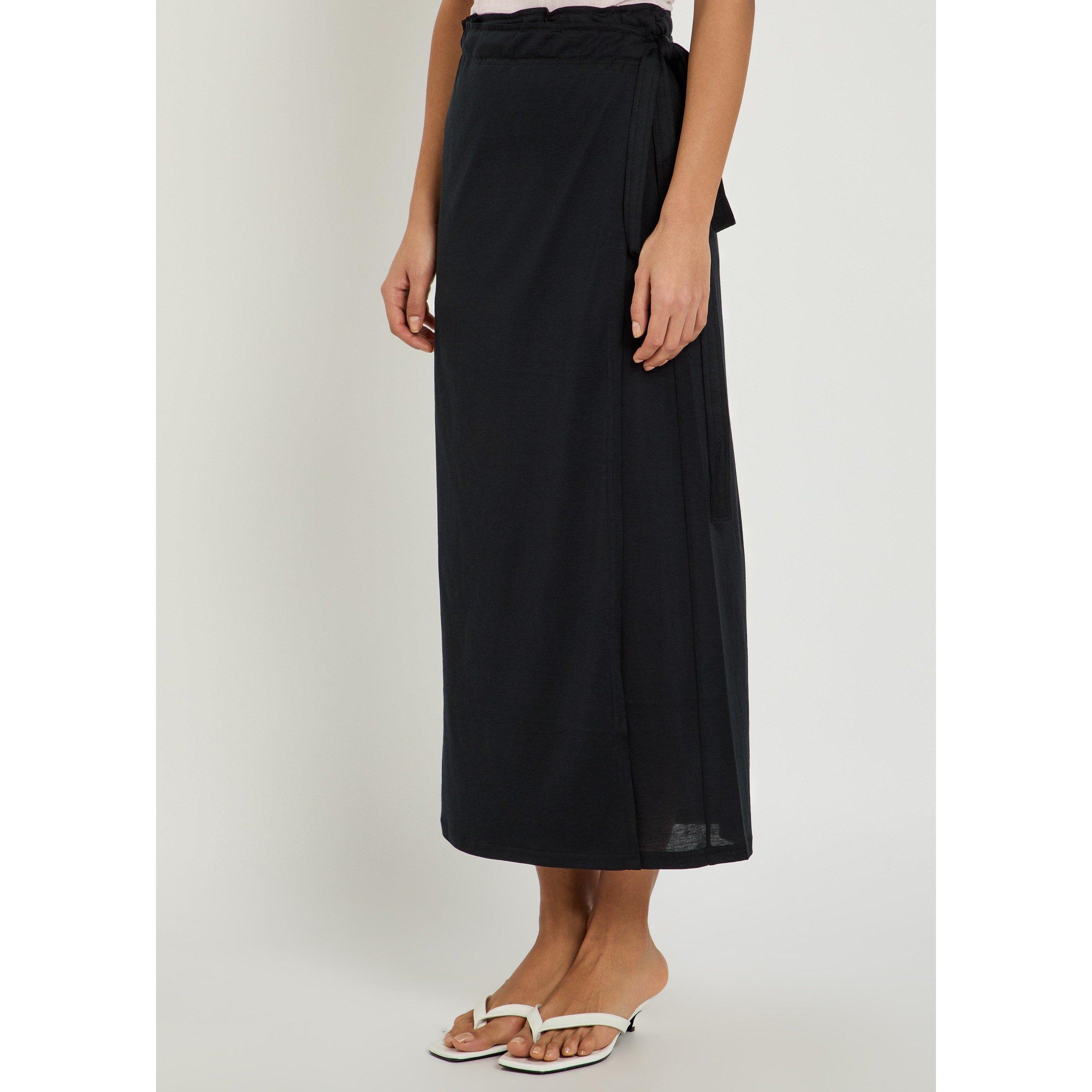 BLACK - Toteme - Women's Cotton Silk-Blend Wrap Skirt - 2