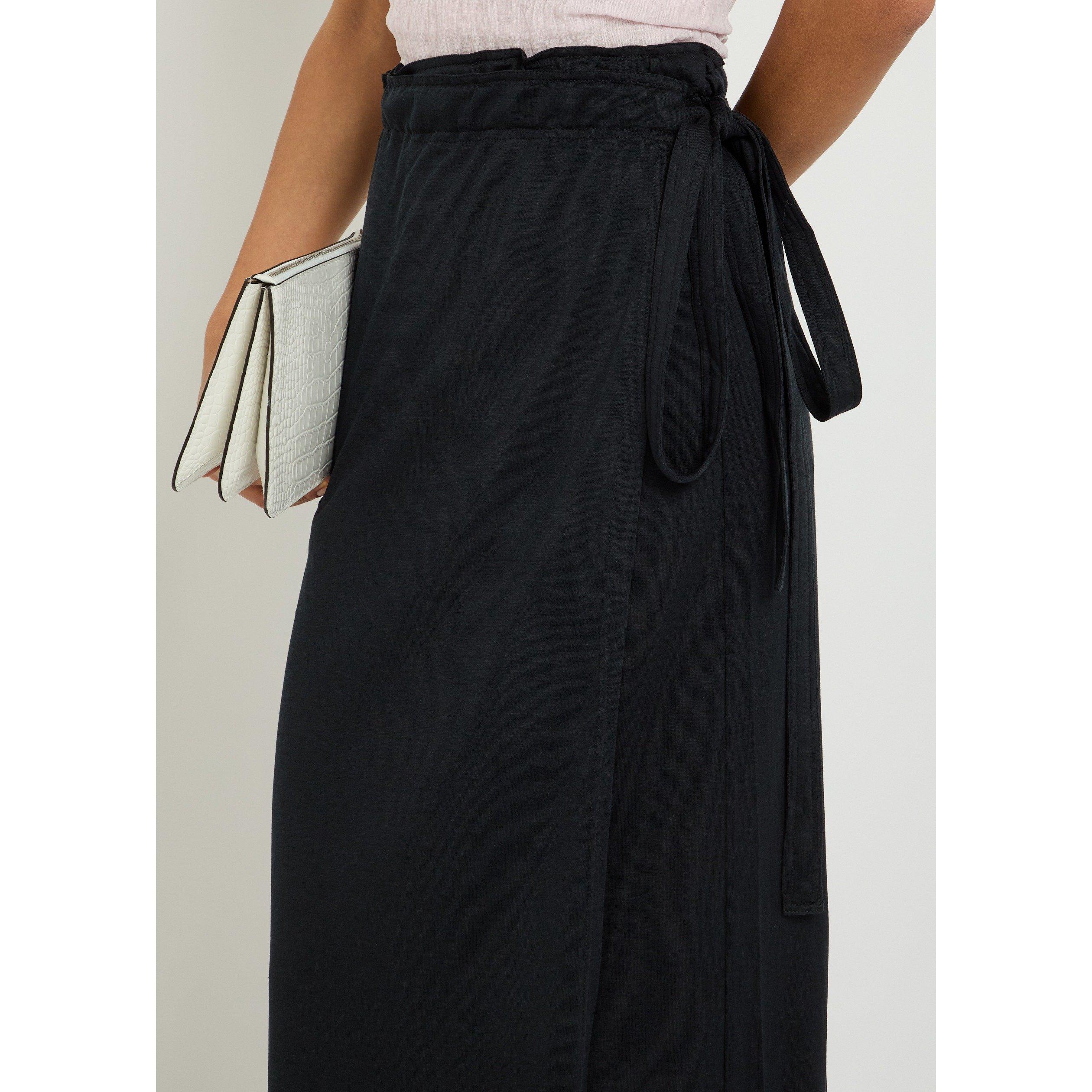 BLACK - Toteme - Women's Cotton Silk-Blend Wrap Skirt - 4