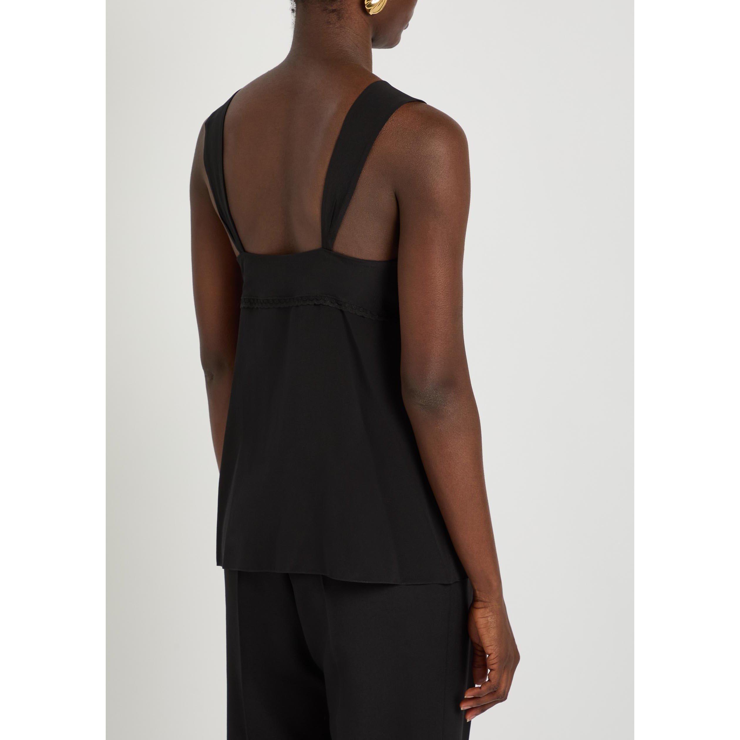 BLACK - Chloe - Women's Silk V-Neck Lace Cami Top - 3
