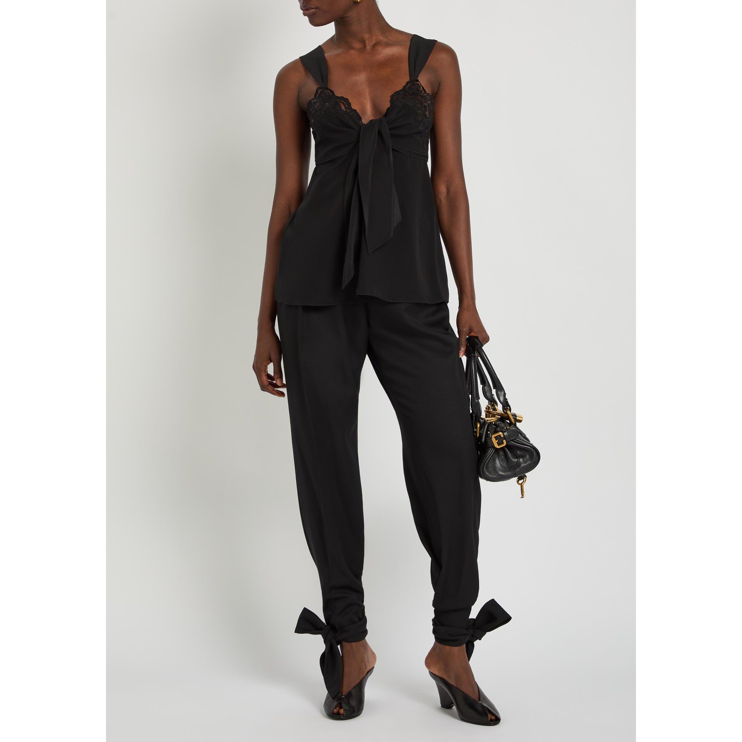 BLACK - Chloe - Women's Silk V-Neck Lace Cami Top - 5