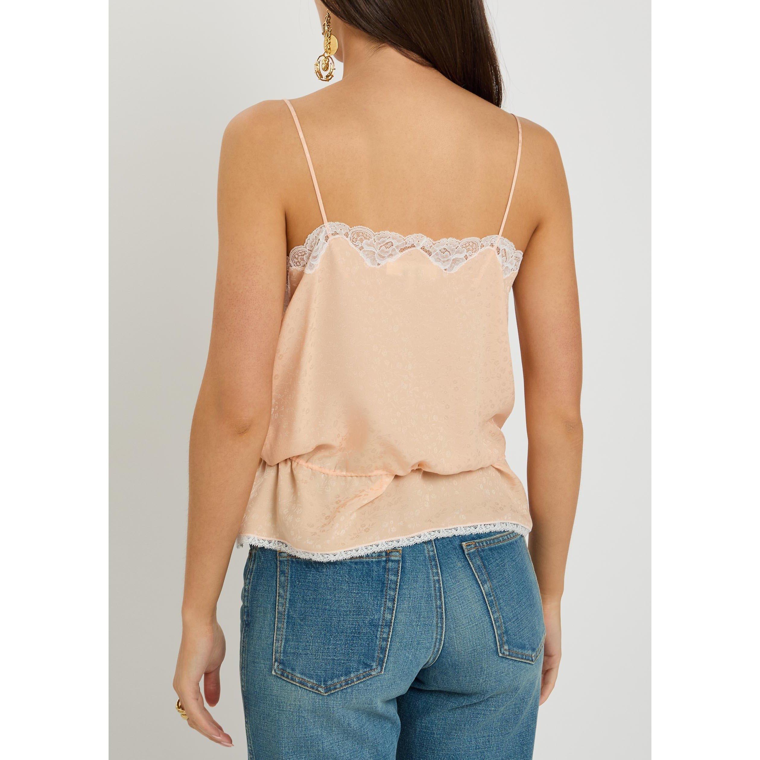 LIGHT PINK - Chloe - Women's Silk Floral Square Neck Cami Vest - 3