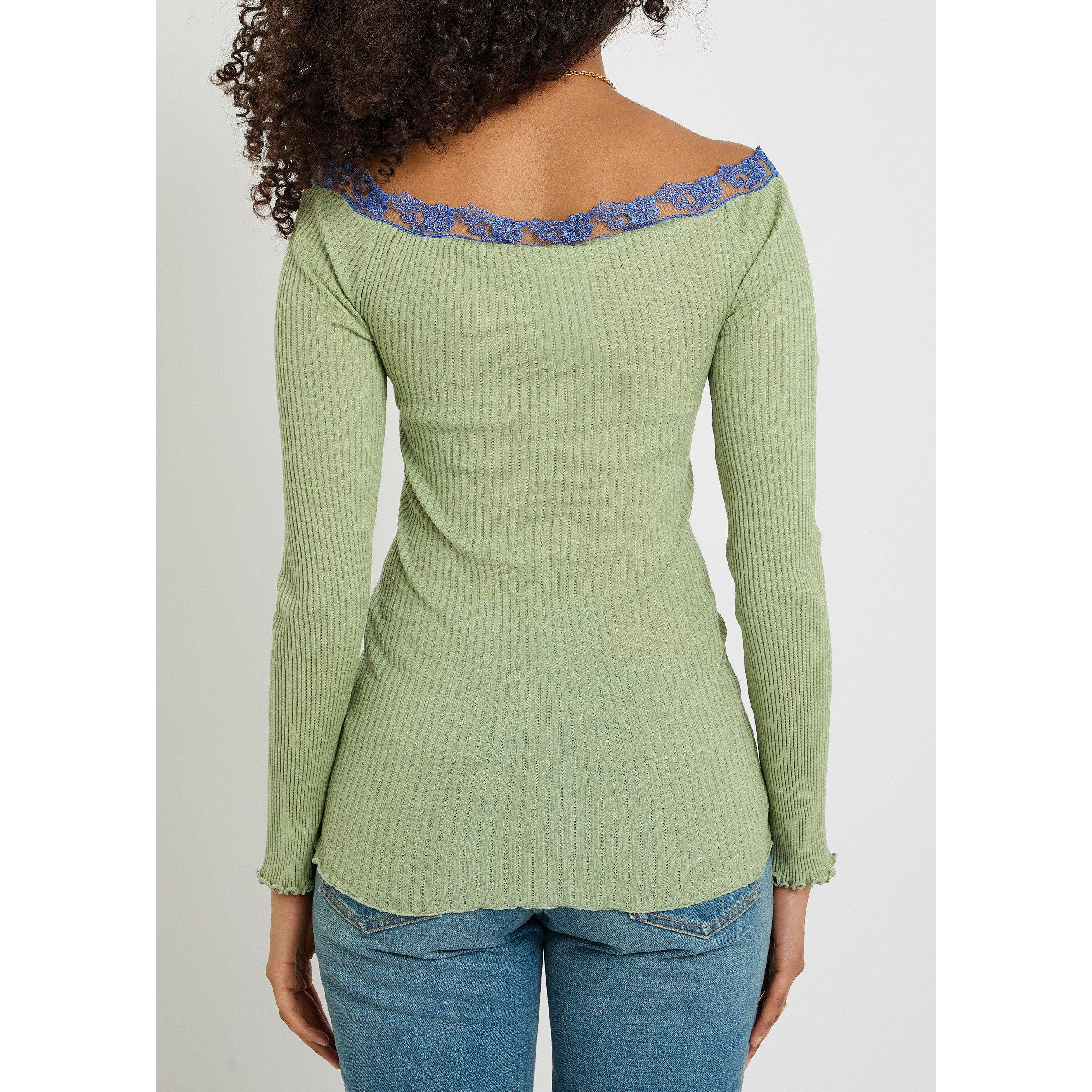 GREEN - Chloe - Women's Cotton Slim-Fit Long-Sleeve T-Shirt - 3