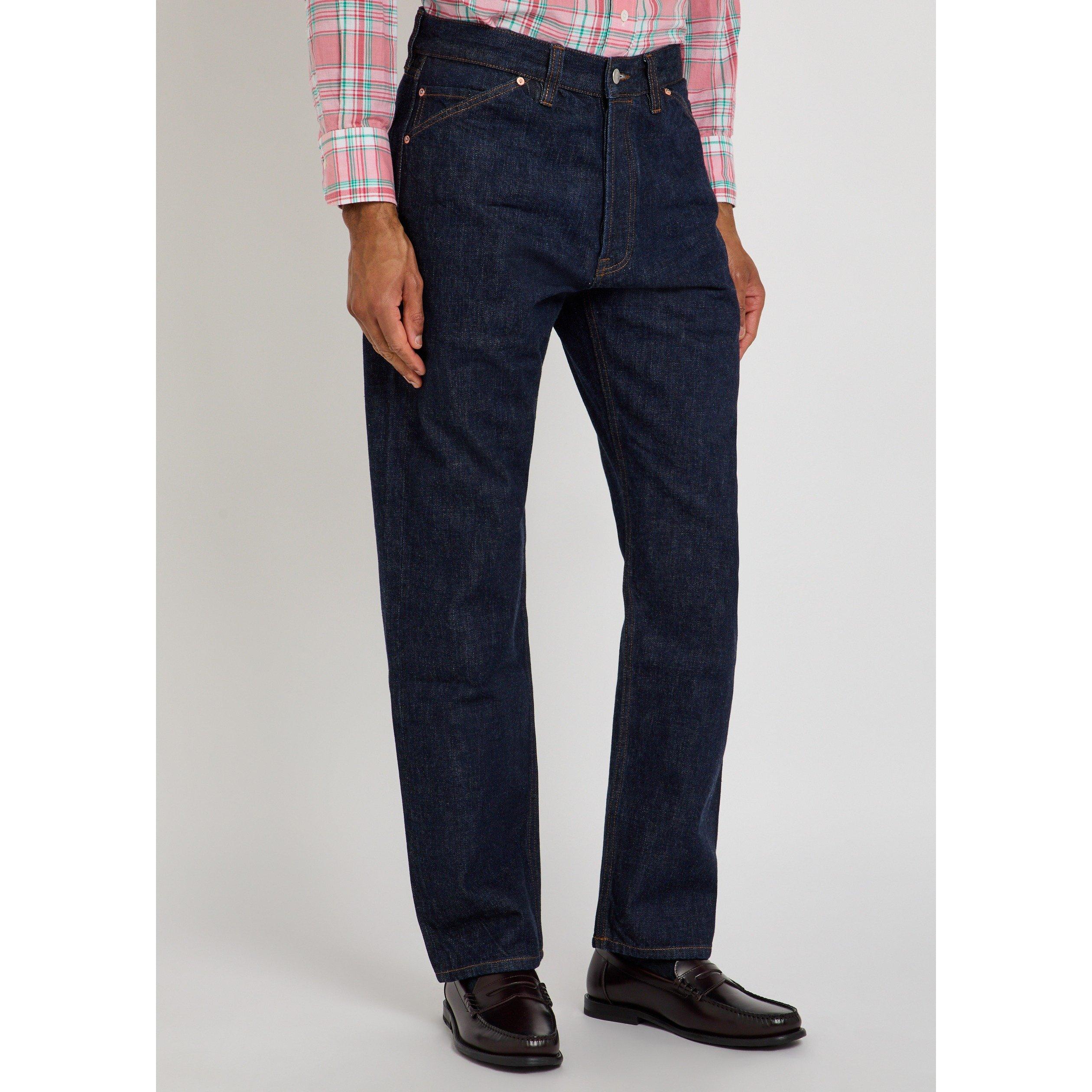 INDIGO - Drakes - Men's Indigo Wash Cotton Straight Leg Jeans - 2