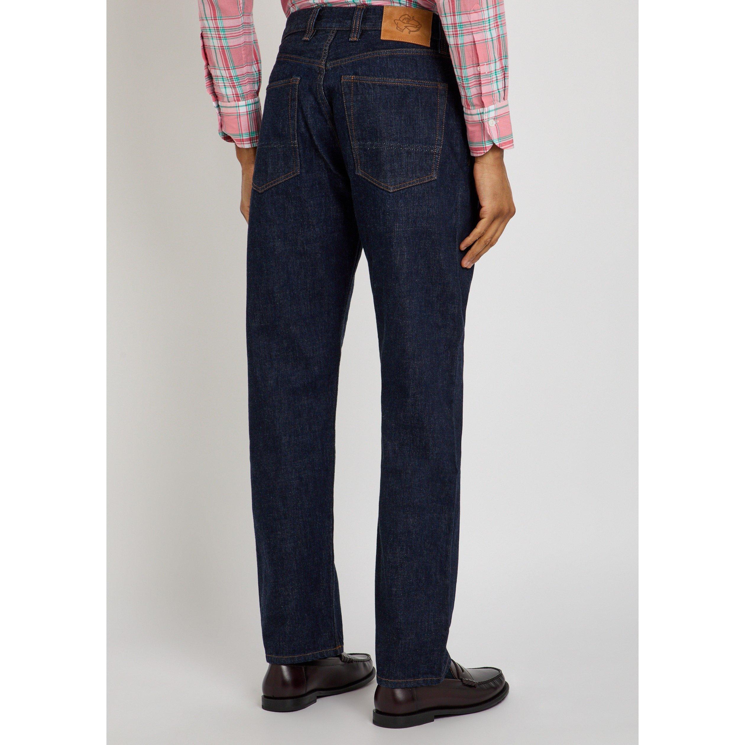 INDIGO - Drakes - Men's Indigo Wash Cotton Straight Leg Jeans - 3