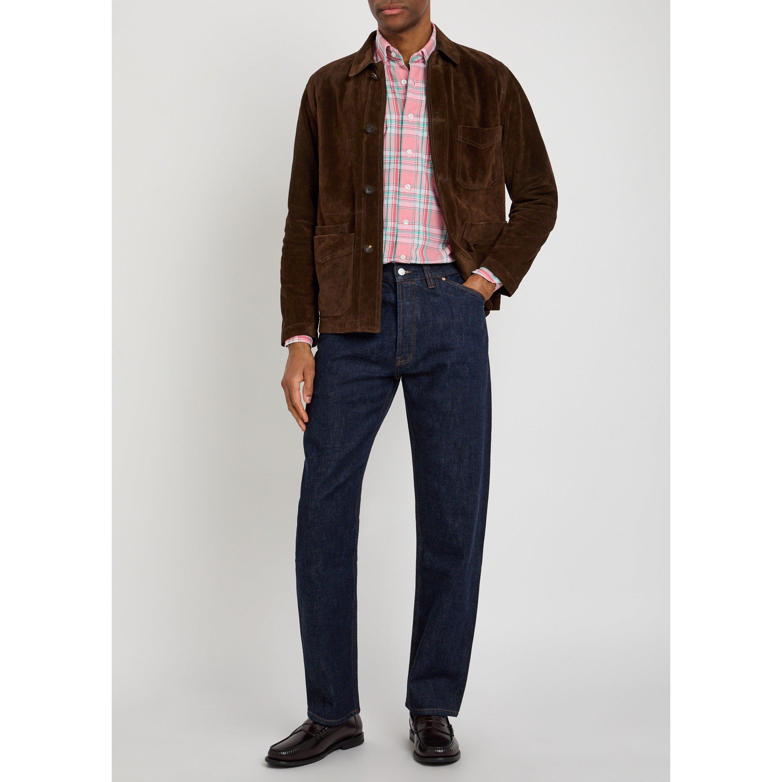 INDIGO - Drakes - Men's Indigo Wash Cotton Straight Leg Jeans - 5