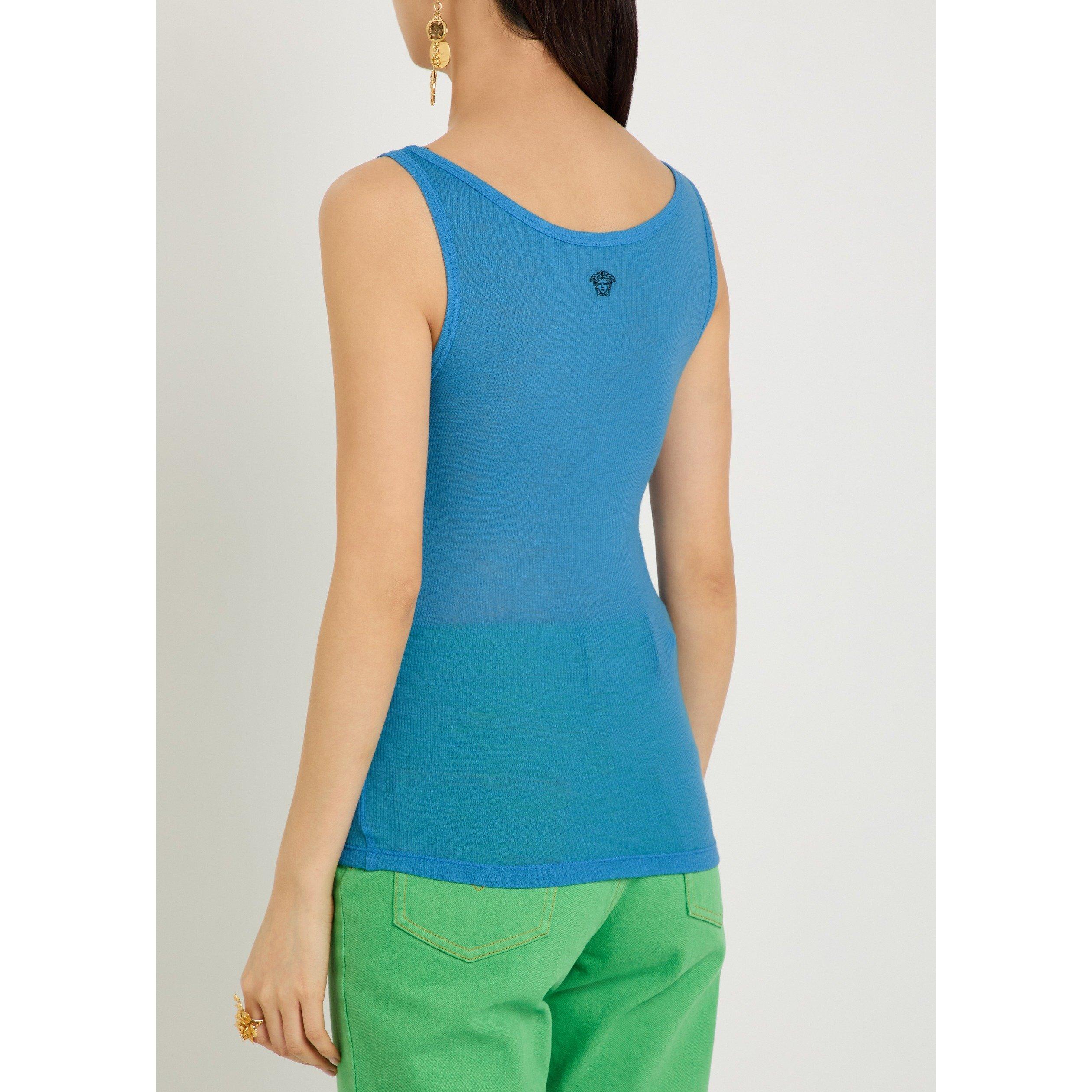 BLUE - Versace - TANK TOP RIB WITH MEDUSA EMBRO - 3