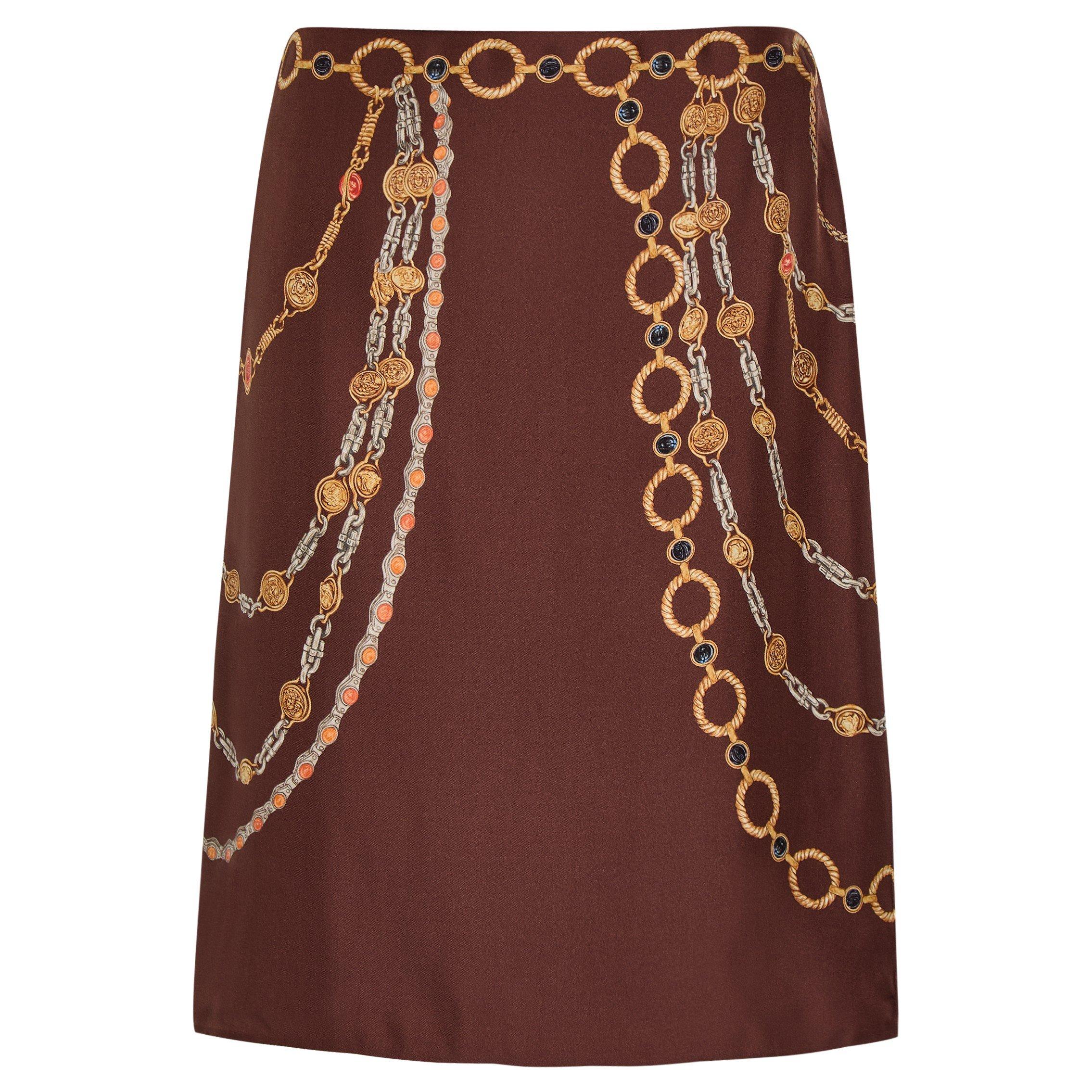 BROWN AND OTHER - Versace - SKIRT SILK TWILL PRINT THE LOV - 1