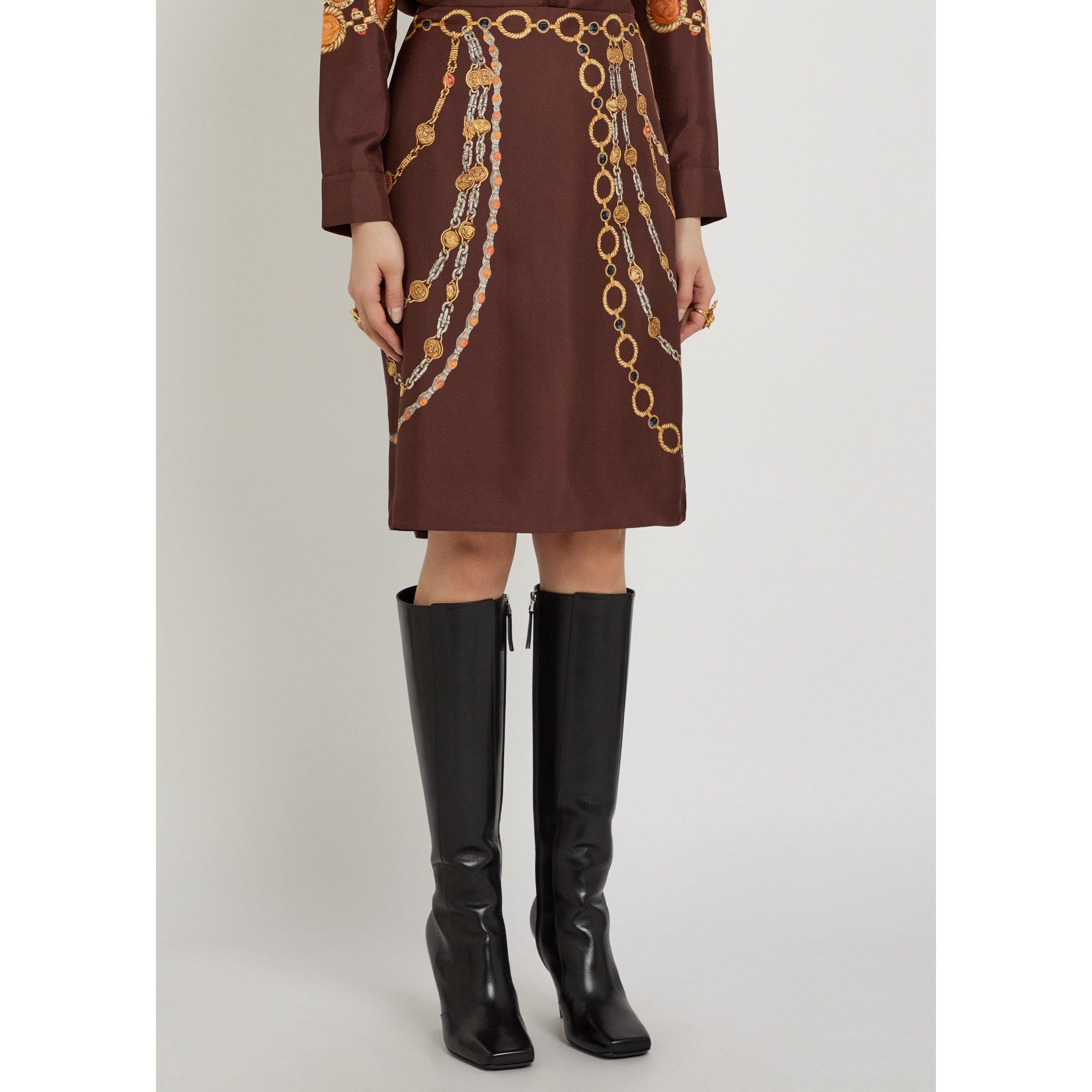BROWN AND OTHER - Versace - SKIRT SILK TWILL PRINT THE LOV - 2
