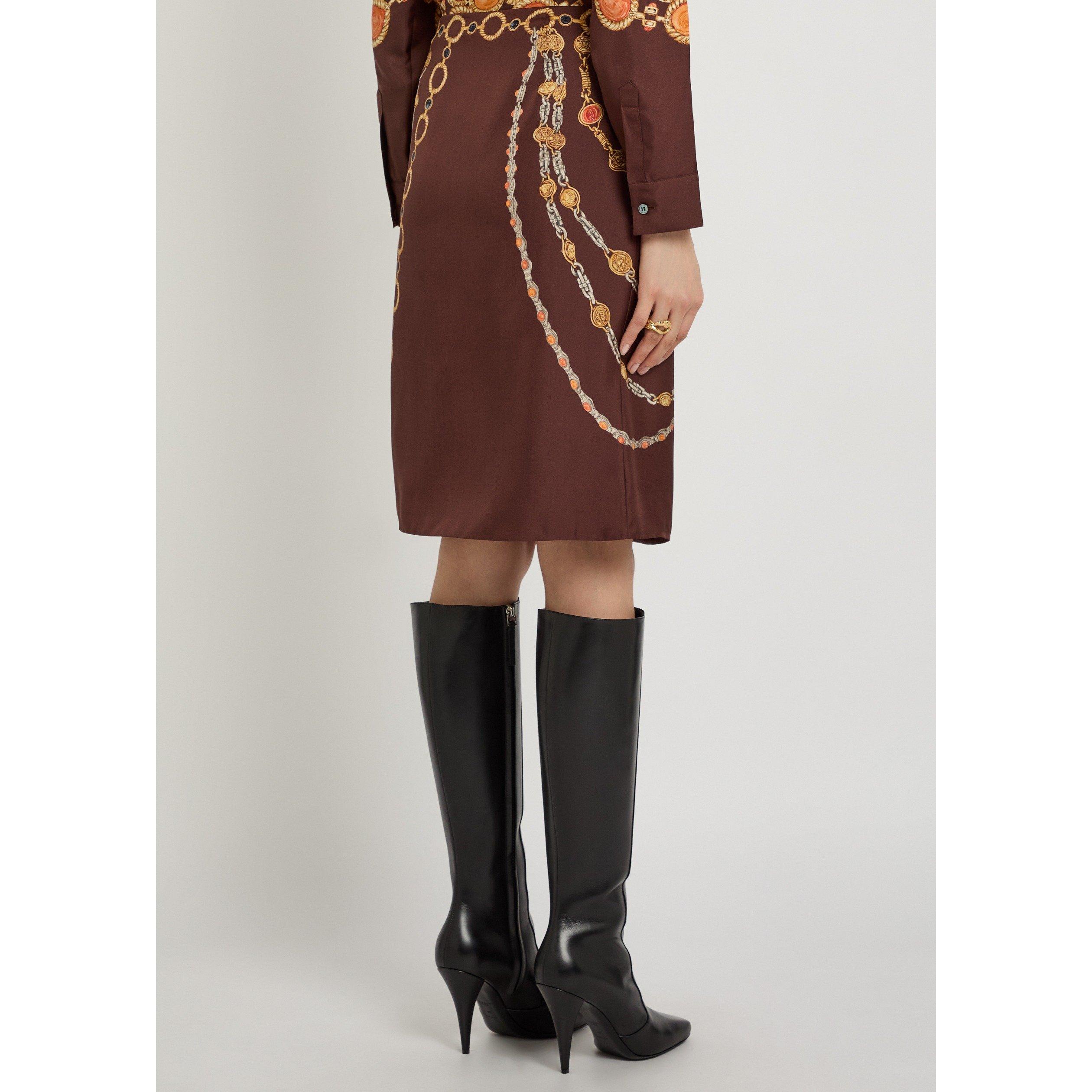 BROWN AND OTHER - Versace - SKIRT SILK TWILL PRINT THE LOV - 3