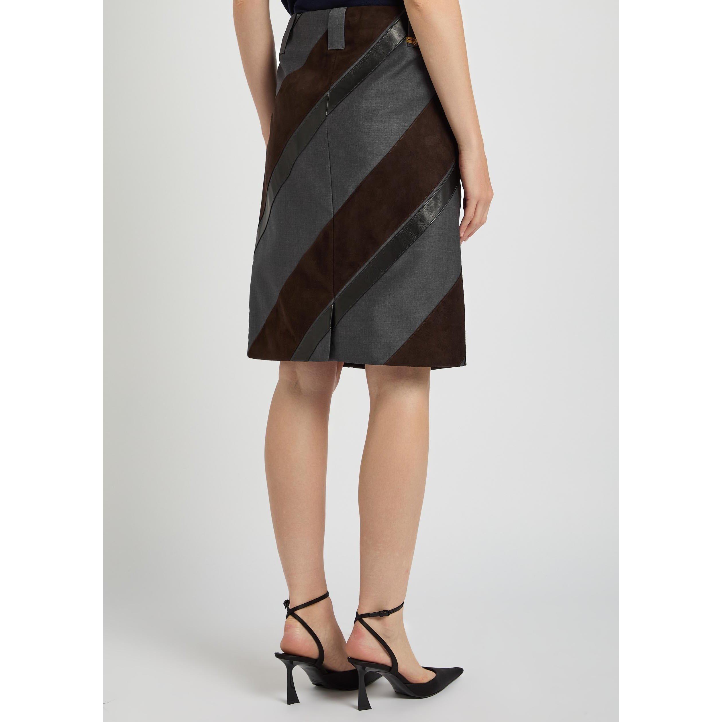 GREY AND OTHER - Versace - SKIRT LEATHER NAPPA WITH RESPO - 3