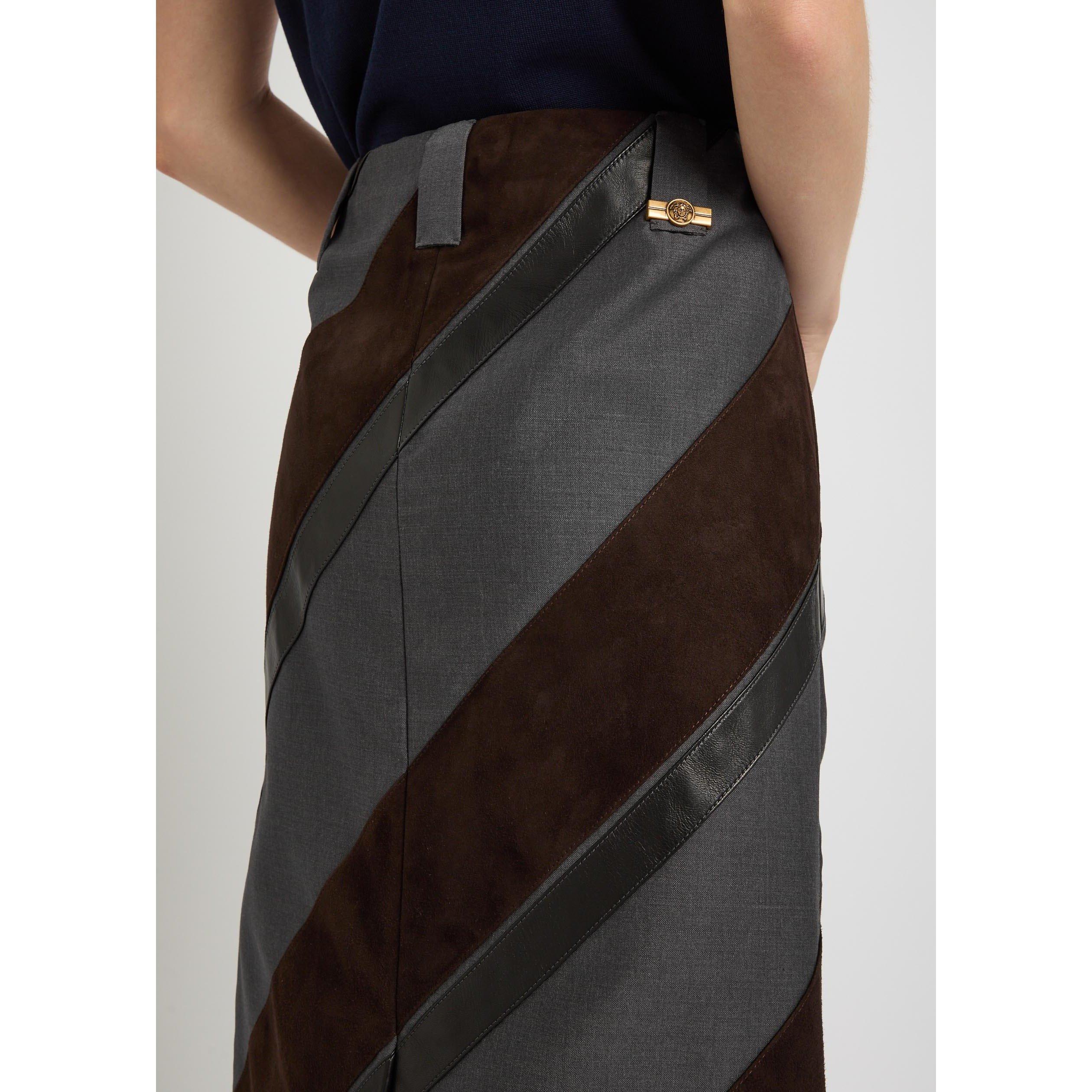 GREY AND OTHER - Versace - SKIRT LEATHER NAPPA WITH RESPO - 4