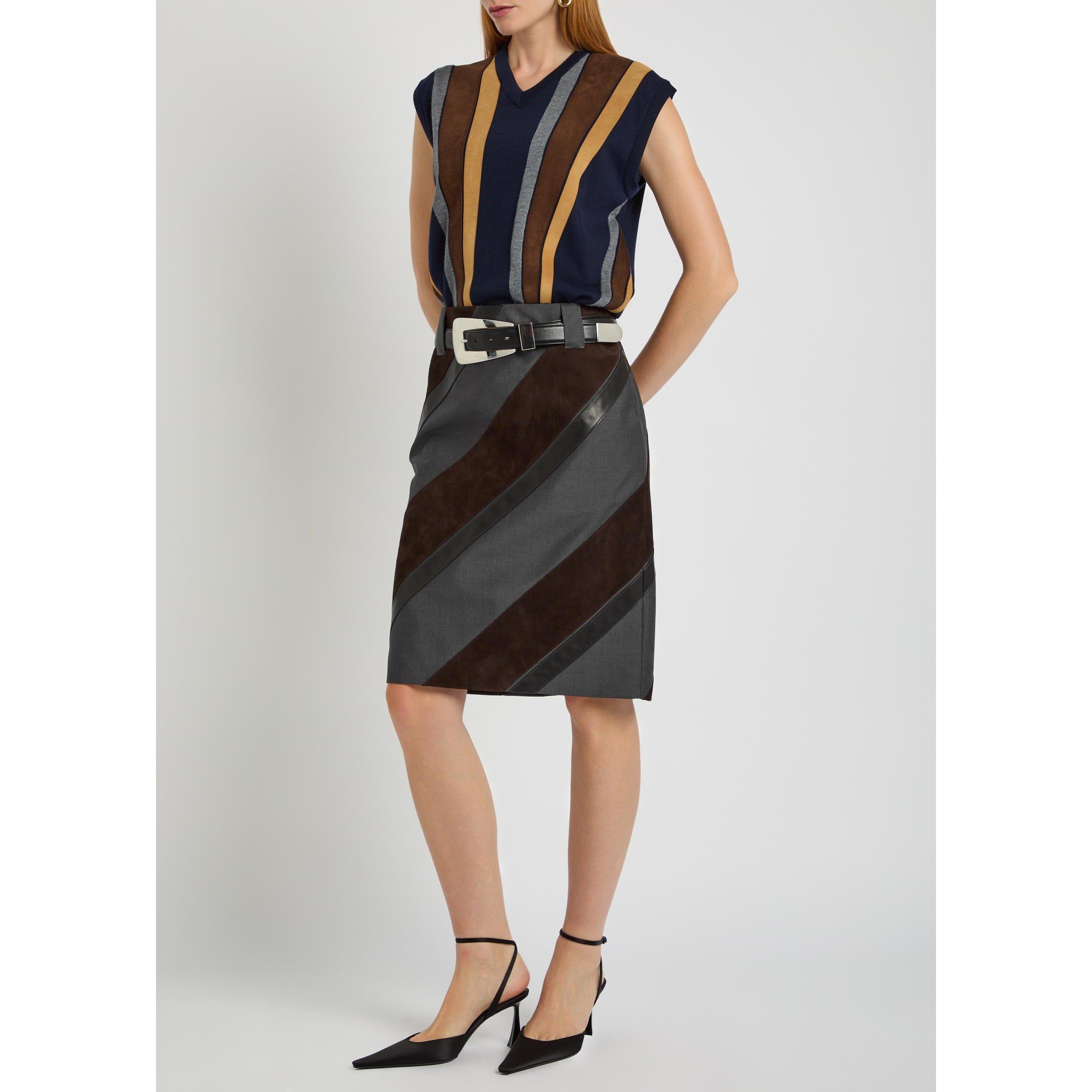 GREY AND OTHER - Versace - SKIRT LEATHER NAPPA WITH RESPO - 5