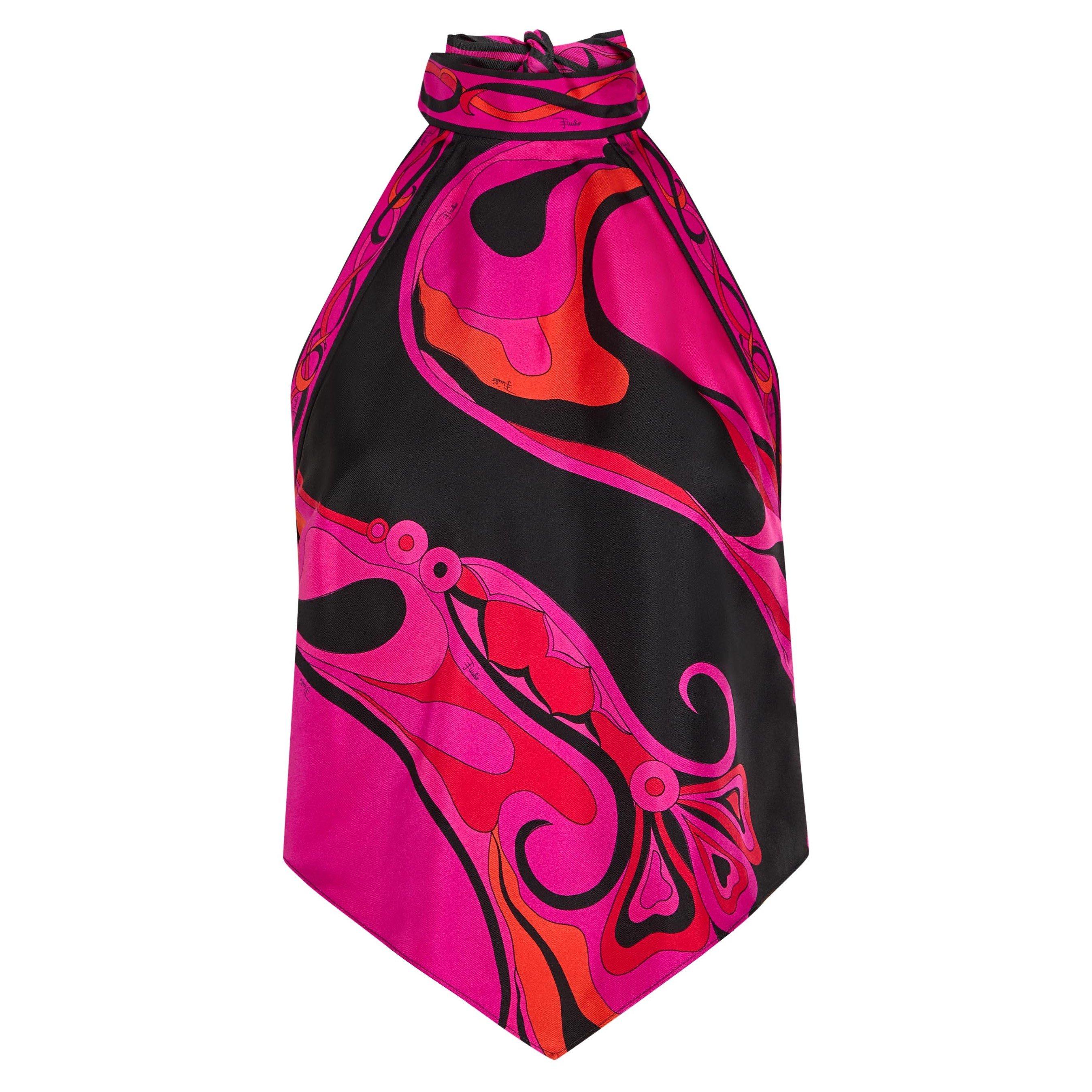 PINK AND OTHER - PUCCI - TOP - SILK TWILL