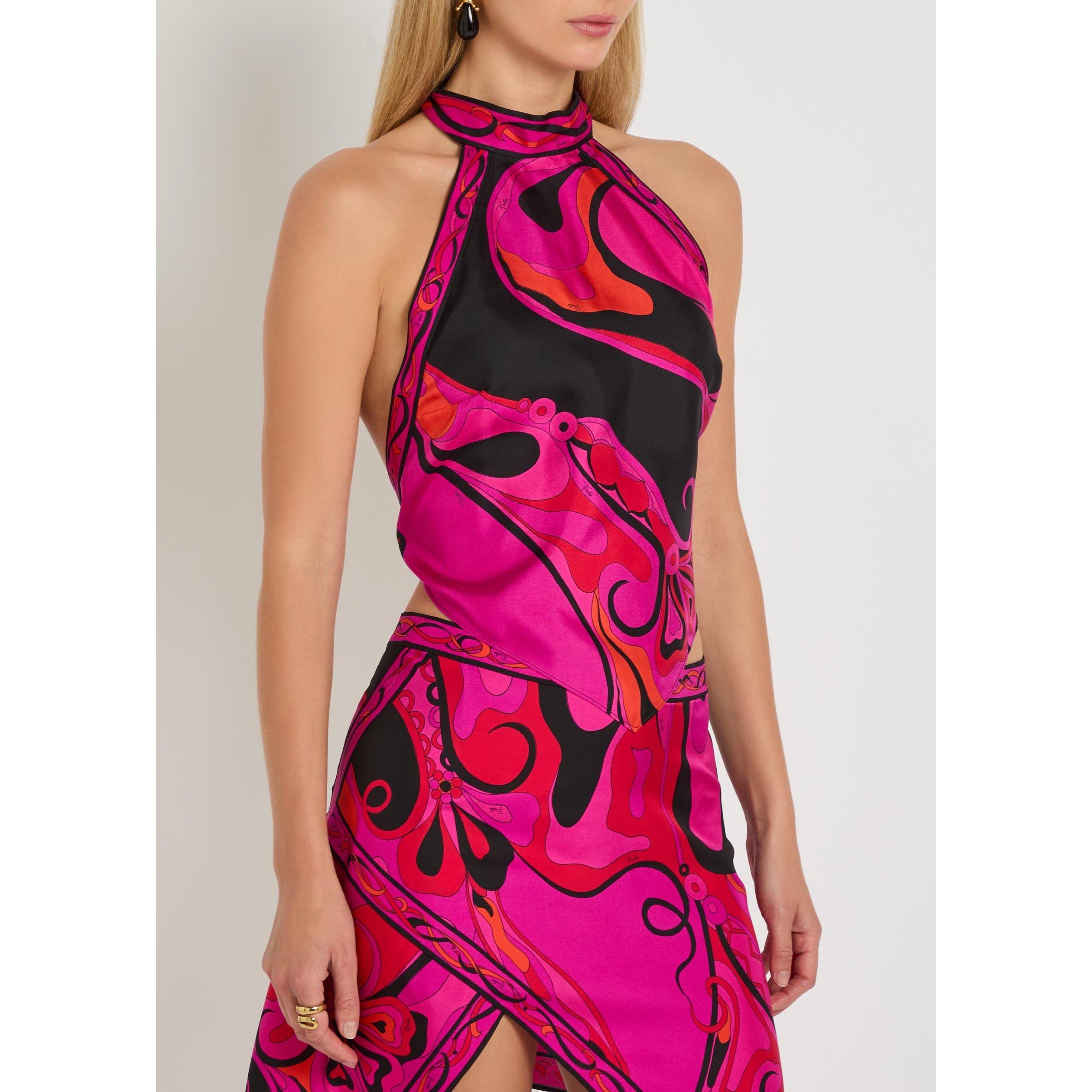 PINK AND OTHER - PUCCI - Women's Silk Halter Neck Slim-Fit Cami Top - 2