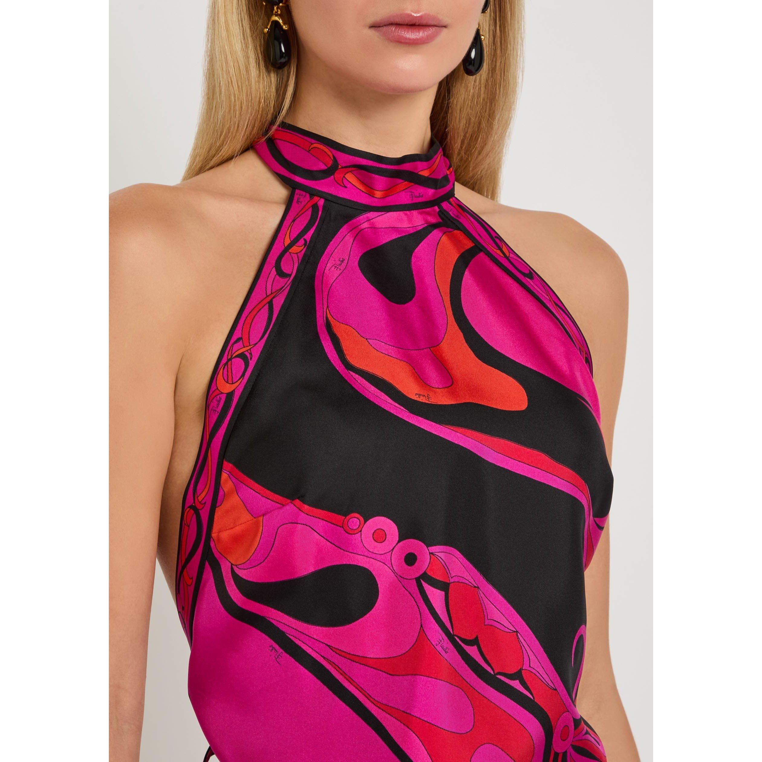 PINK AND OTHER - PUCCI - Women's Silk Halter Neck Slim-Fit Cami Top - 4