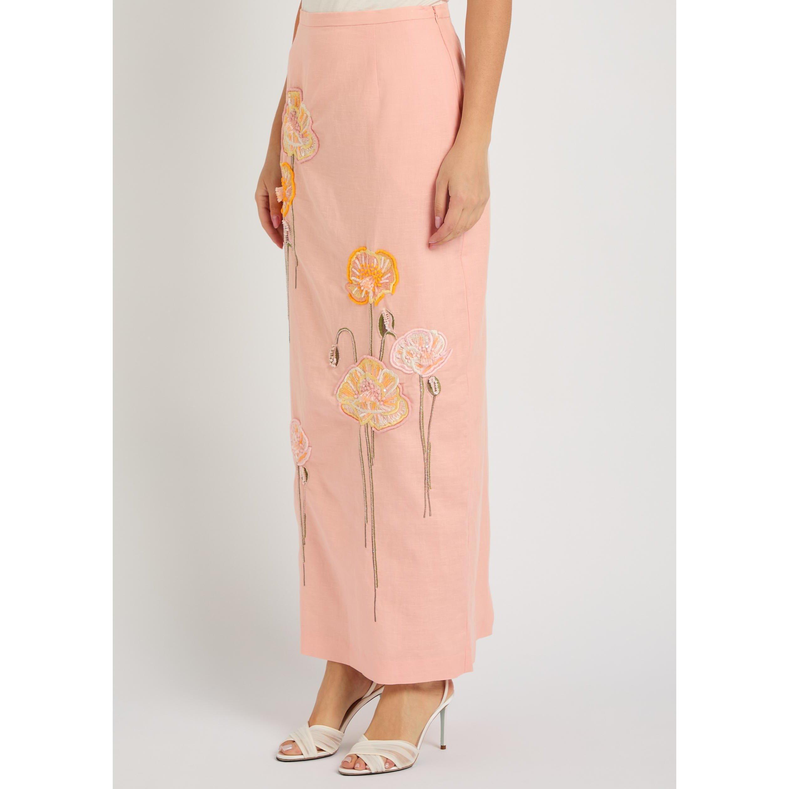 PINK AND OTHER - BERNADETTE - Women's Norma Embroidered Cotton Slim-Fit Pencil Skirt - 2