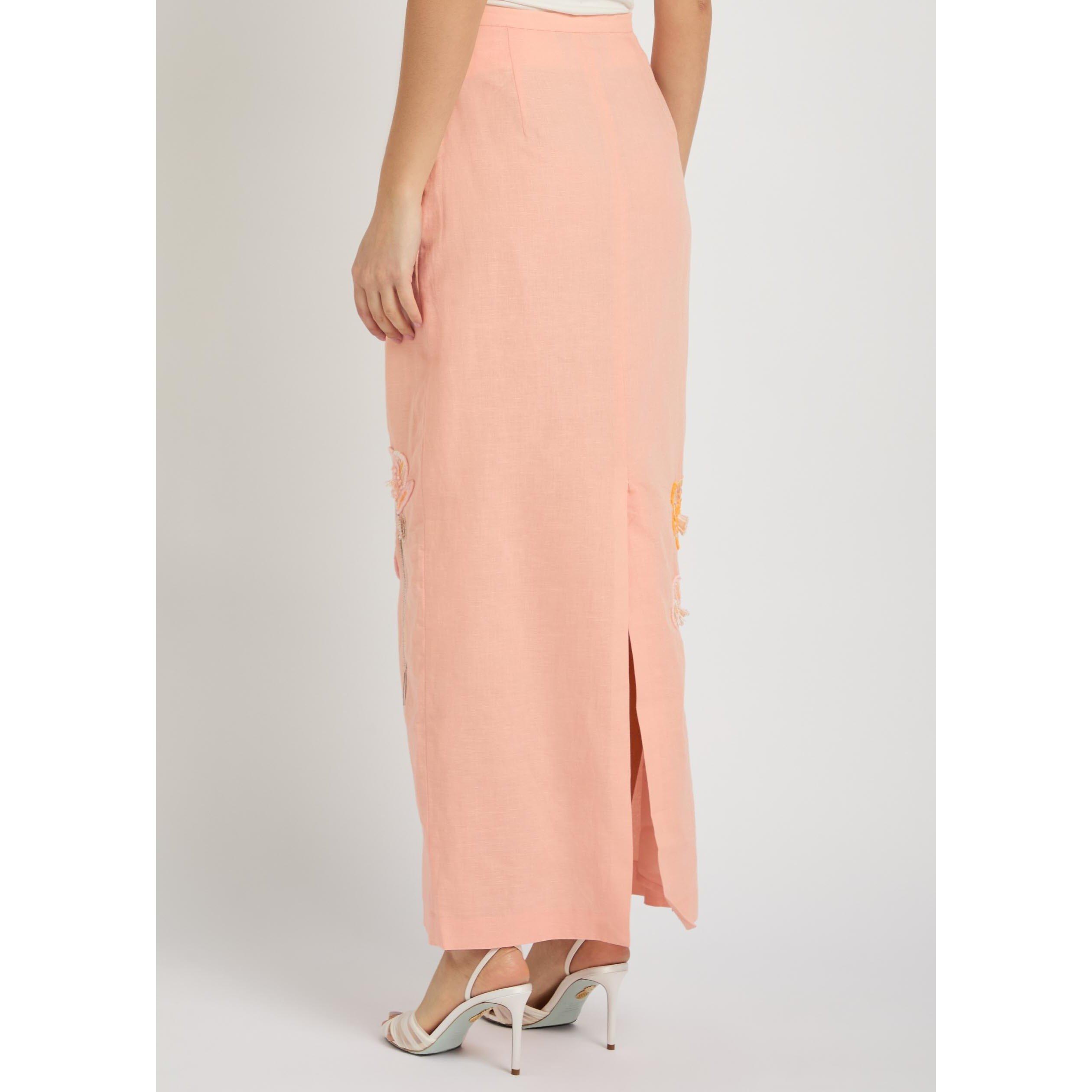 PINK AND OTHER - BERNADETTE - Women's Norma Embroidered Cotton Slim-Fit Pencil Skirt - 3