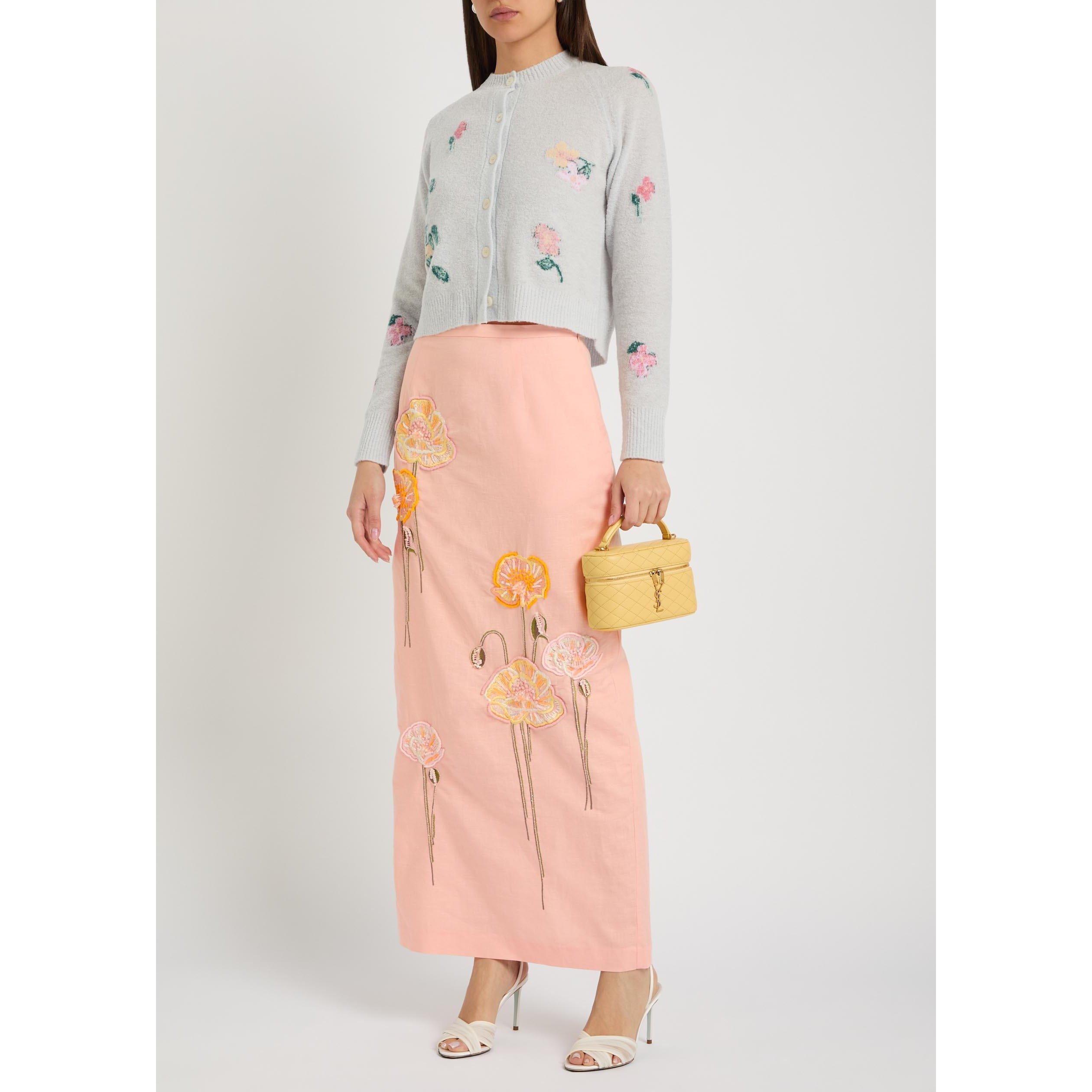 PINK AND OTHER - BERNADETTE - Women's Norma Embroidered Cotton Slim-Fit Pencil Skirt - 5
