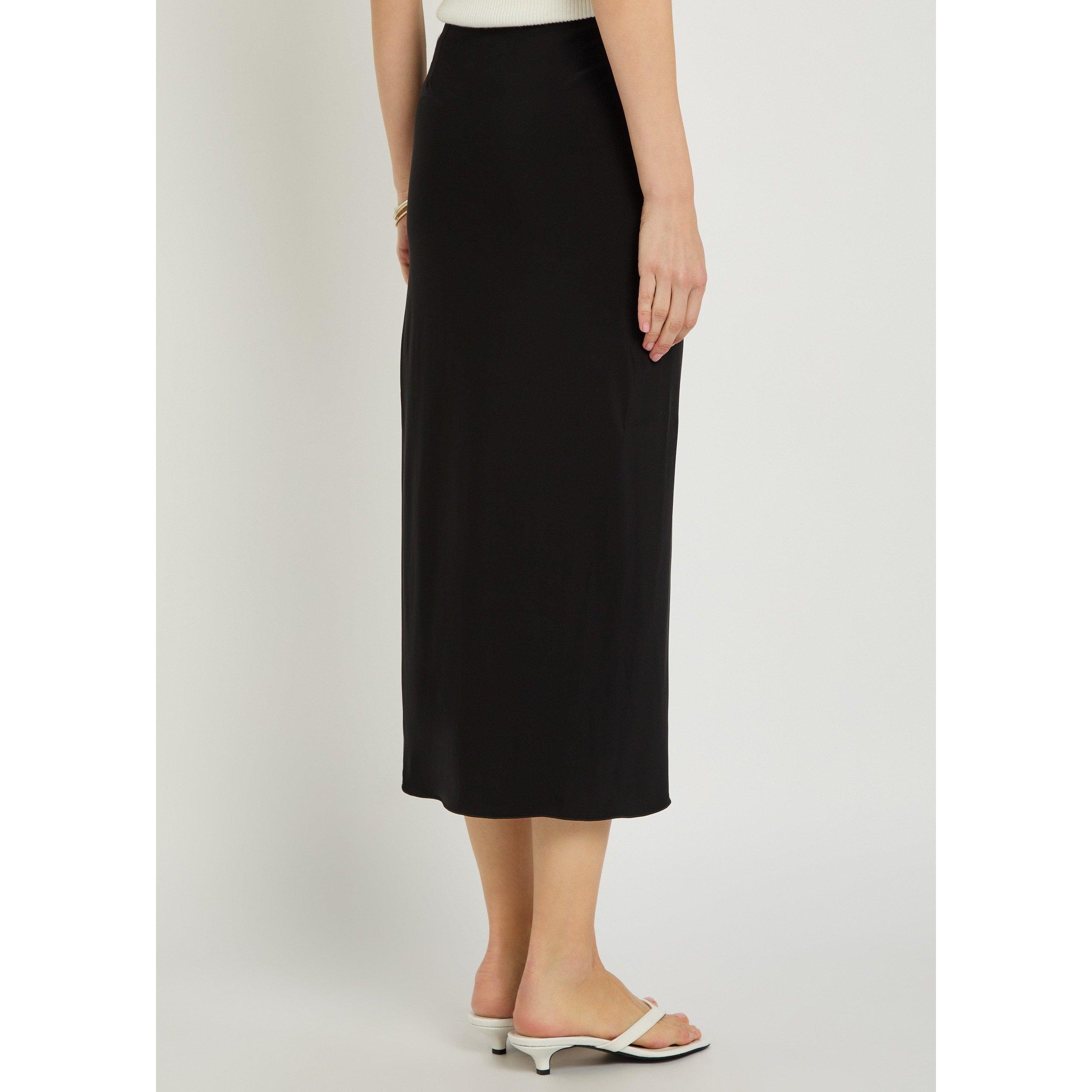 BLACK - Max Mara - Women's Viscose Ruched Midi Wrap Skirt - 3
