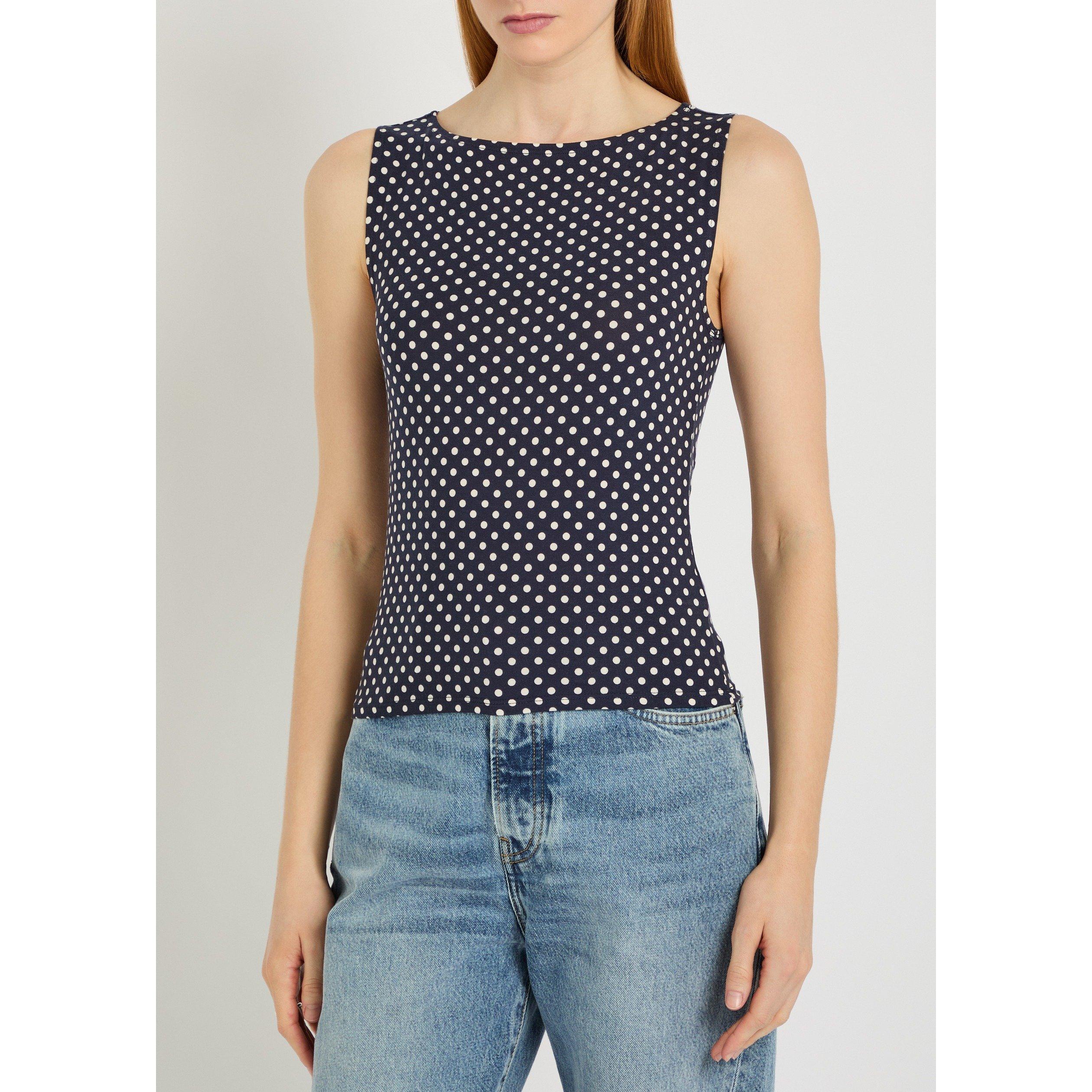 BLACK AND OTHER - Reformation - Women's Dusk Polka Dot Slim-Fit Tank Top - 2