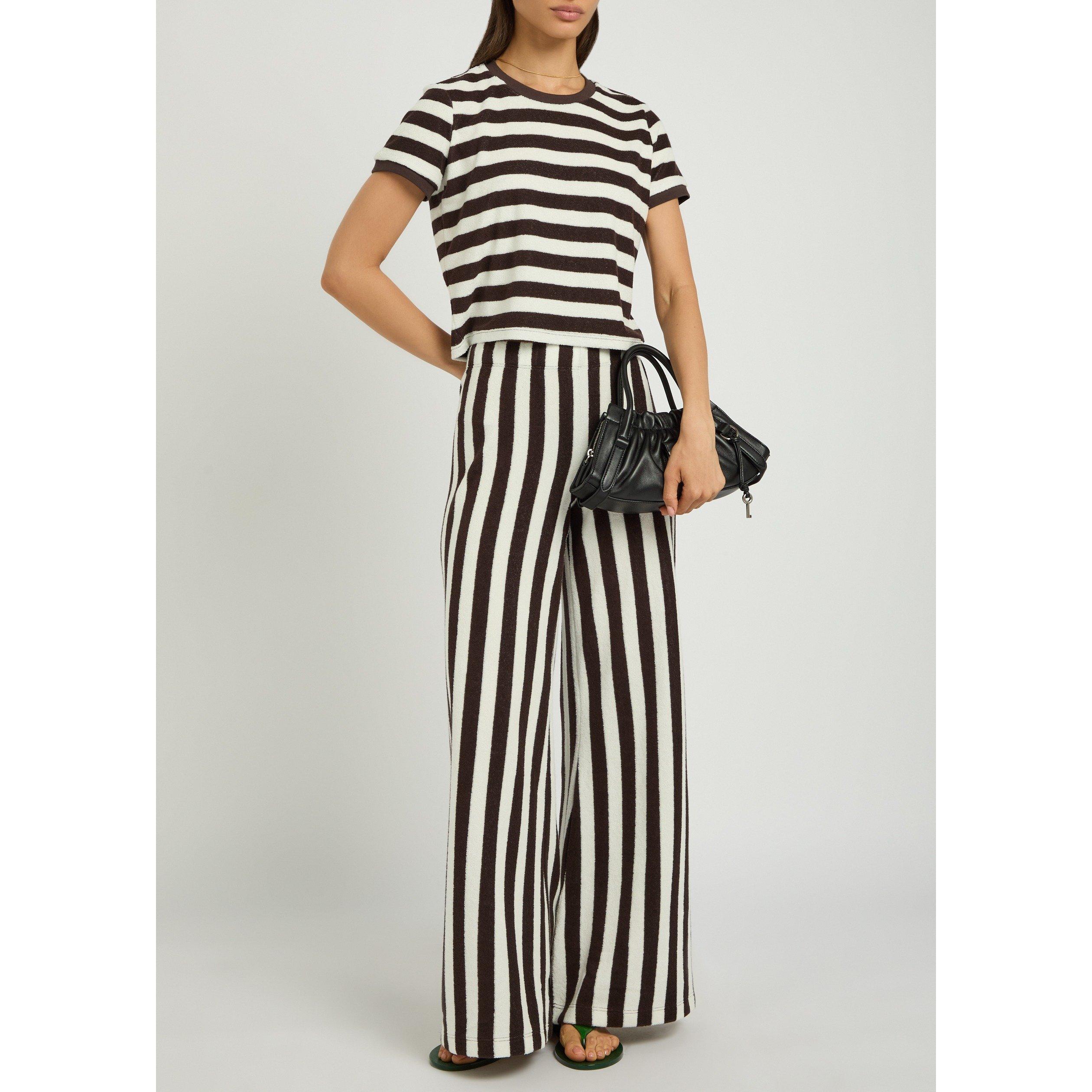 BROWN AND OTHER - Suzie Kondi - Women's Carpi Striped Cotton Oversized-Fit Cropped T-Shirt - 5