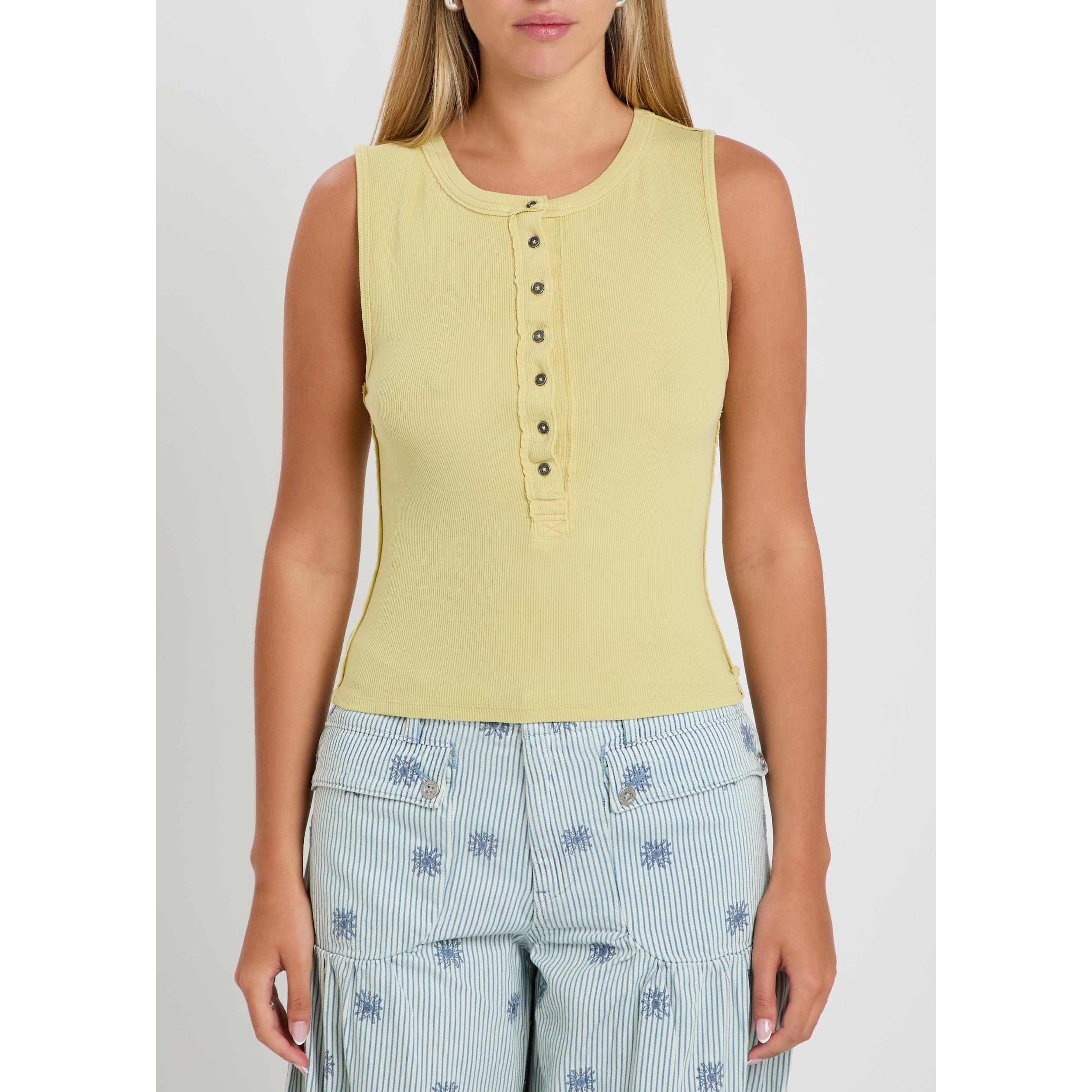 YELLOW - Free People - Women's Jamie Henley Cotton Slim-Fit Tank Top - 2
