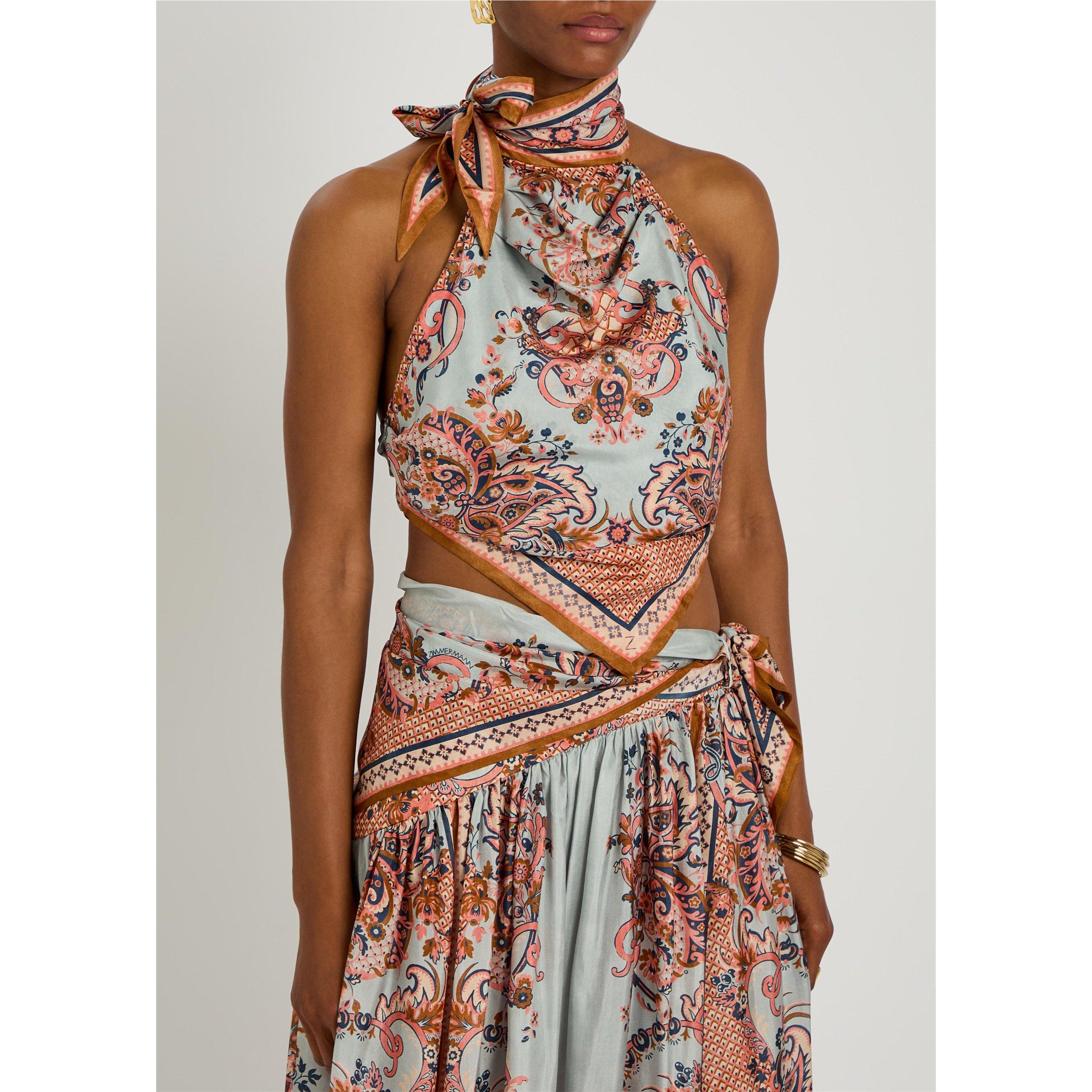BLUE AND OTHER - Zimmermann - Women's Aster Scarf Silk Cropped Vest - 2