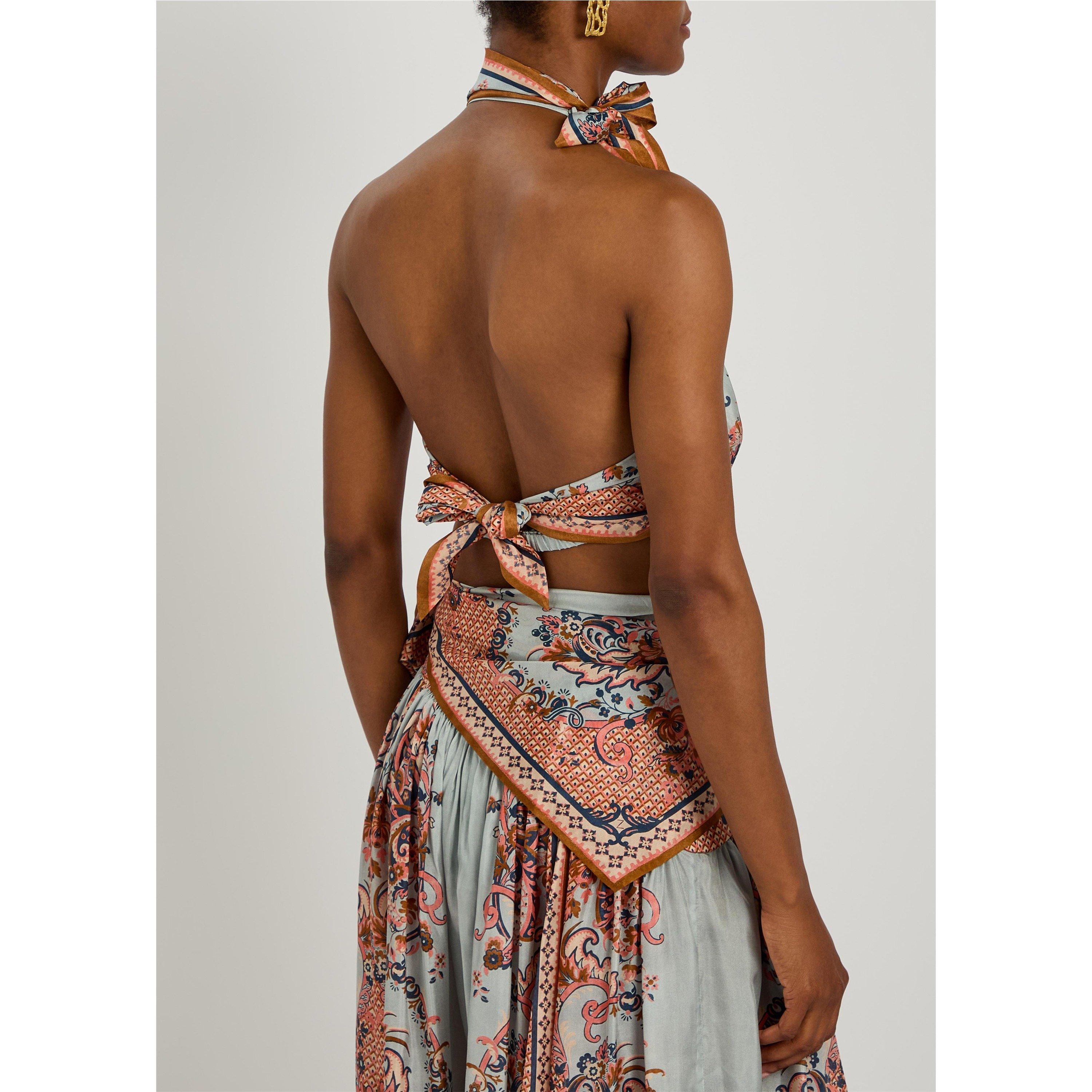 BLUE AND OTHER - Zimmermann - Women's Aster Scarf Silk Cropped Vest - 3