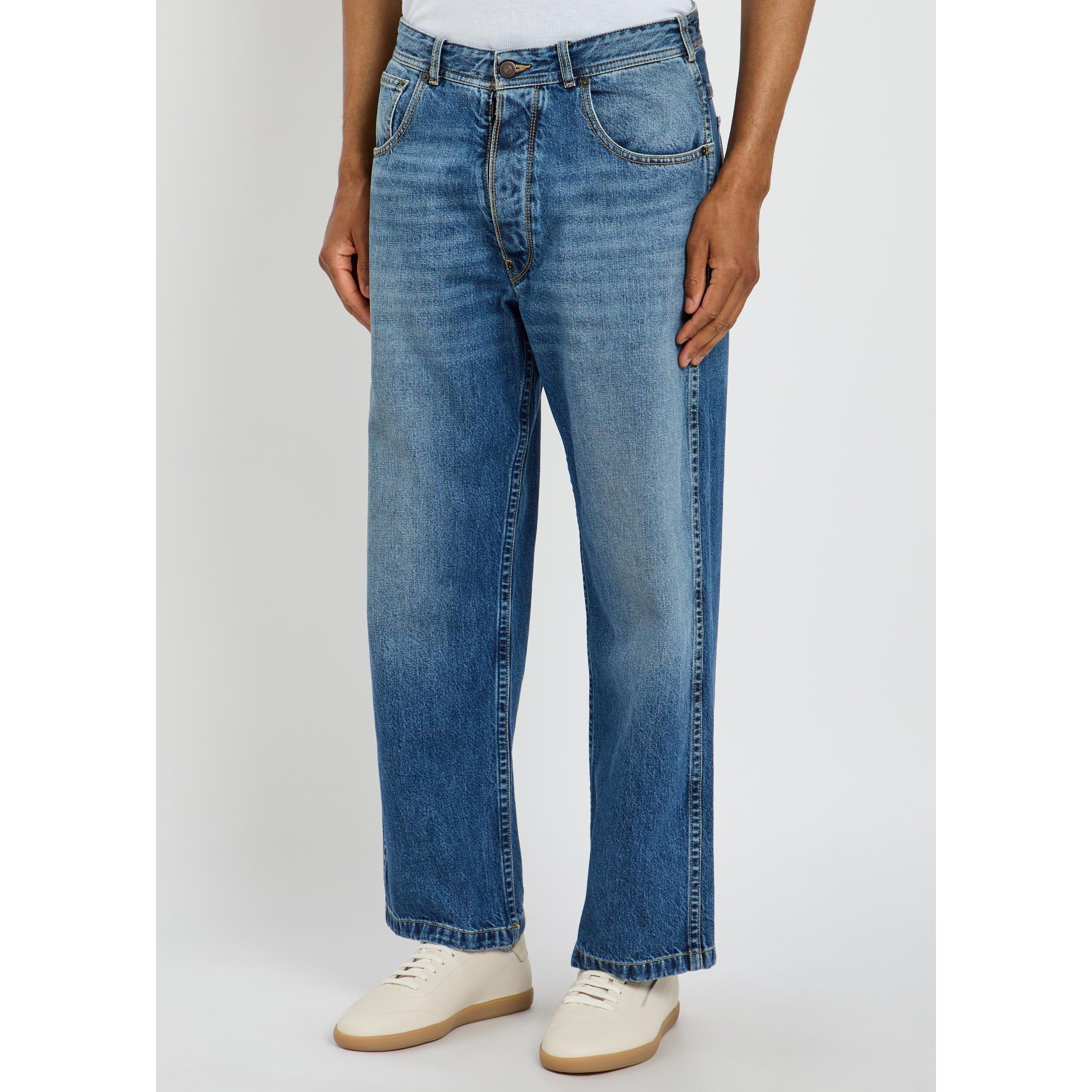 BLUE - Maison Margiela - Men's Tape Detail Cotton Straight Leg Jeans - 2