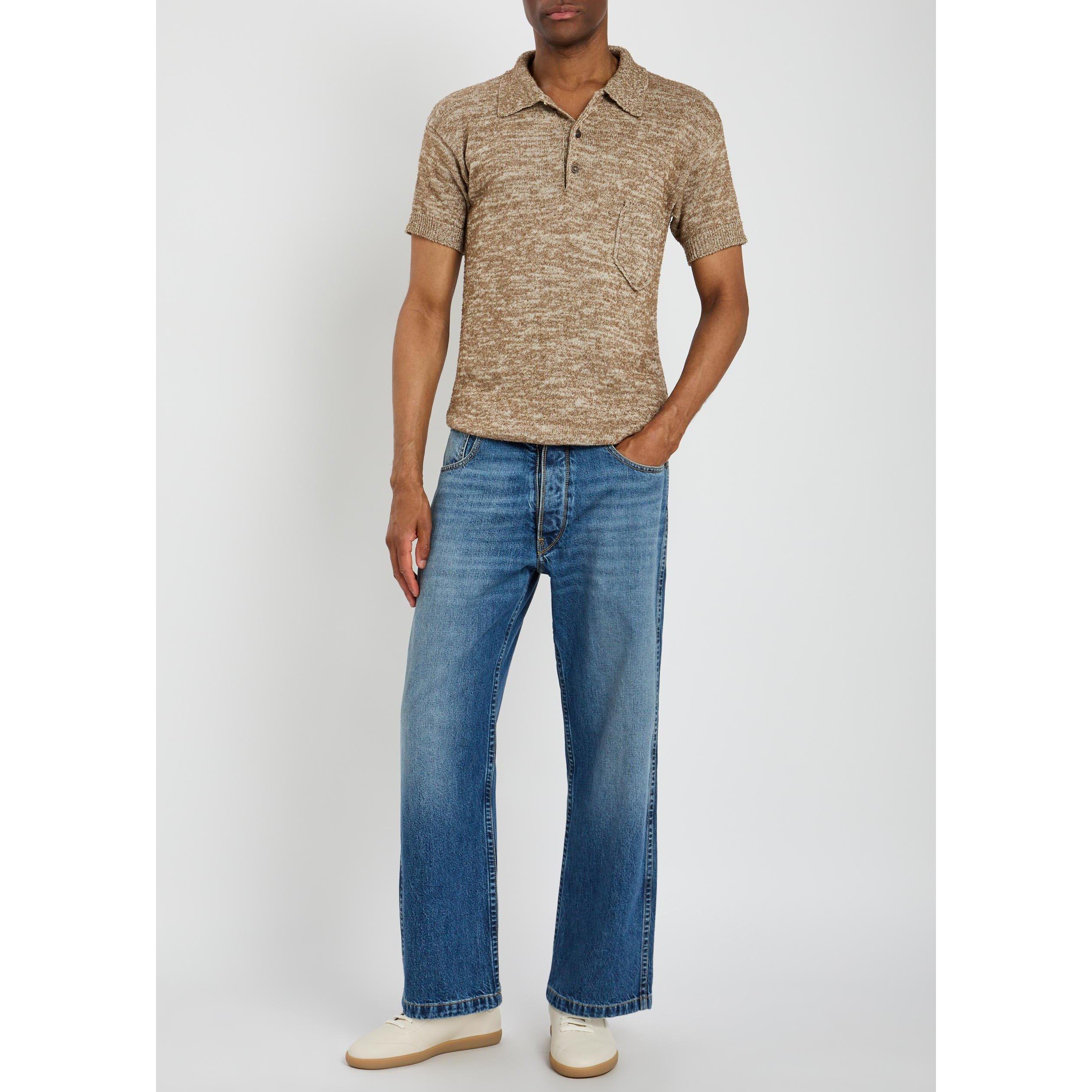 BLUE - Maison Margiela - Men's Tape Detail Cotton Straight Leg Jeans - 5