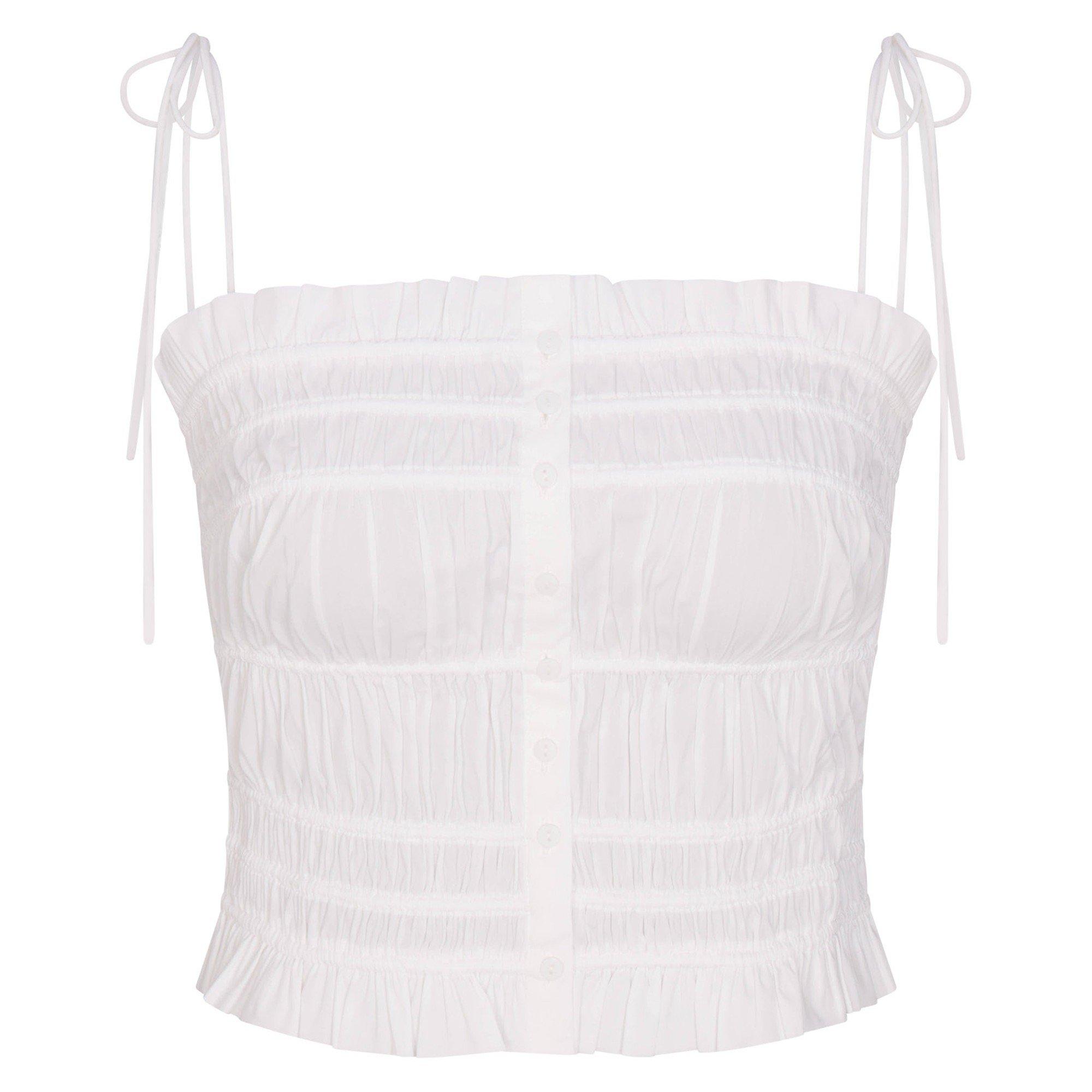 WHITE - SKIMS - Women's Cotton Ruffle Cami - 1
